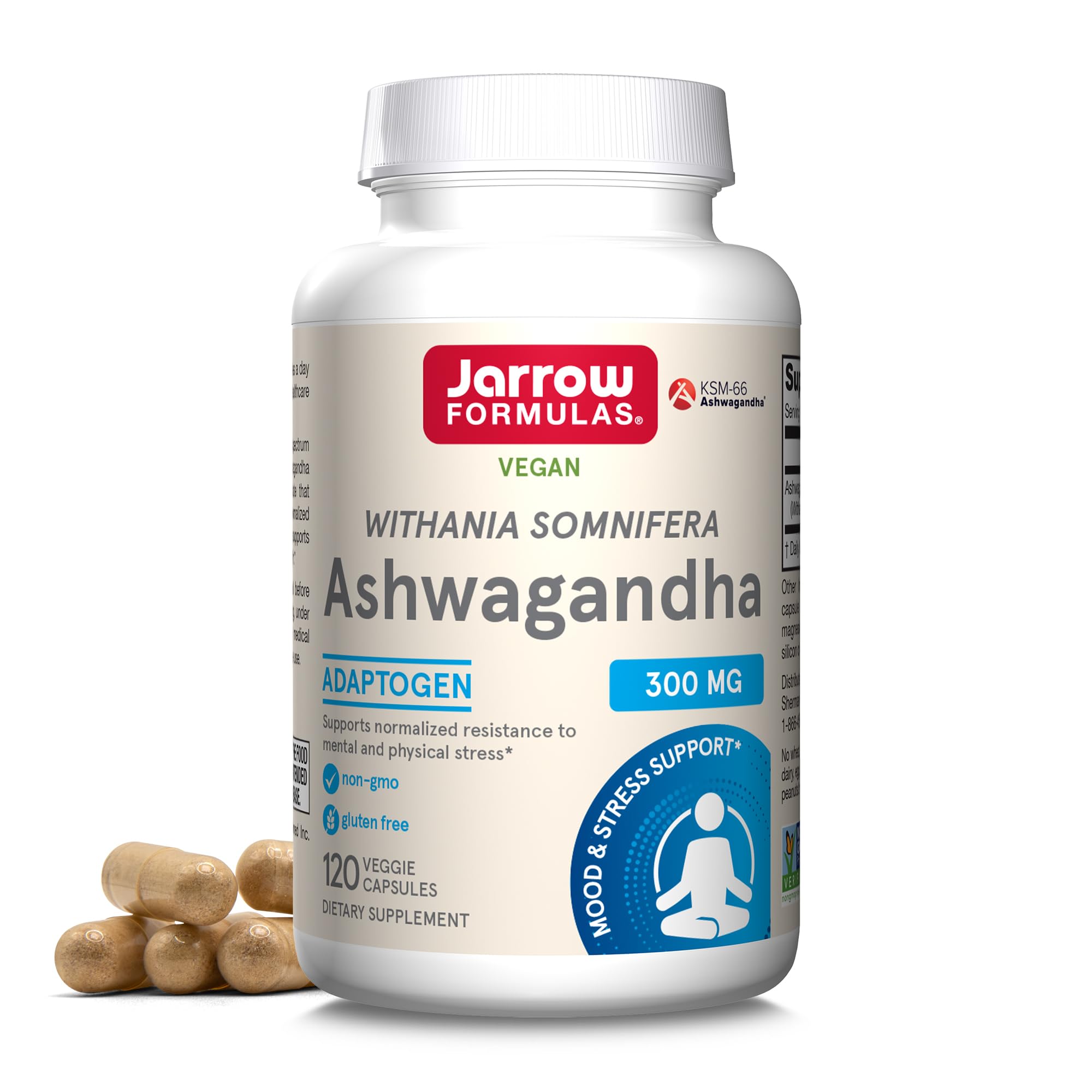 Jarrow Formulas Ashwagandha Capsules, 300 mg Supplement Supports Normalized Resistance to Mental and Physical Stress, 120 Veggie Capsules, 60 Day Supply Jarrow Formulas uk supplements