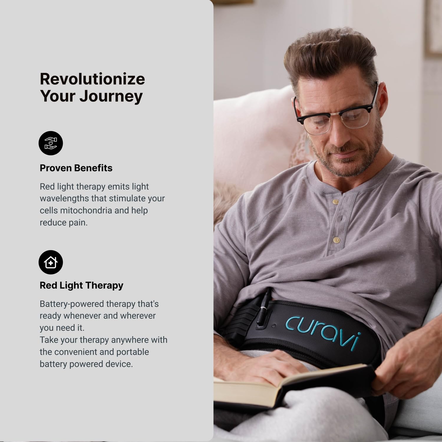 CURAVI Ultra™ Wearable Red Light Therapy Belt for Lower Back Pain Relief - 84 Diodes - Non-Invasive CURAVI uk supplements
