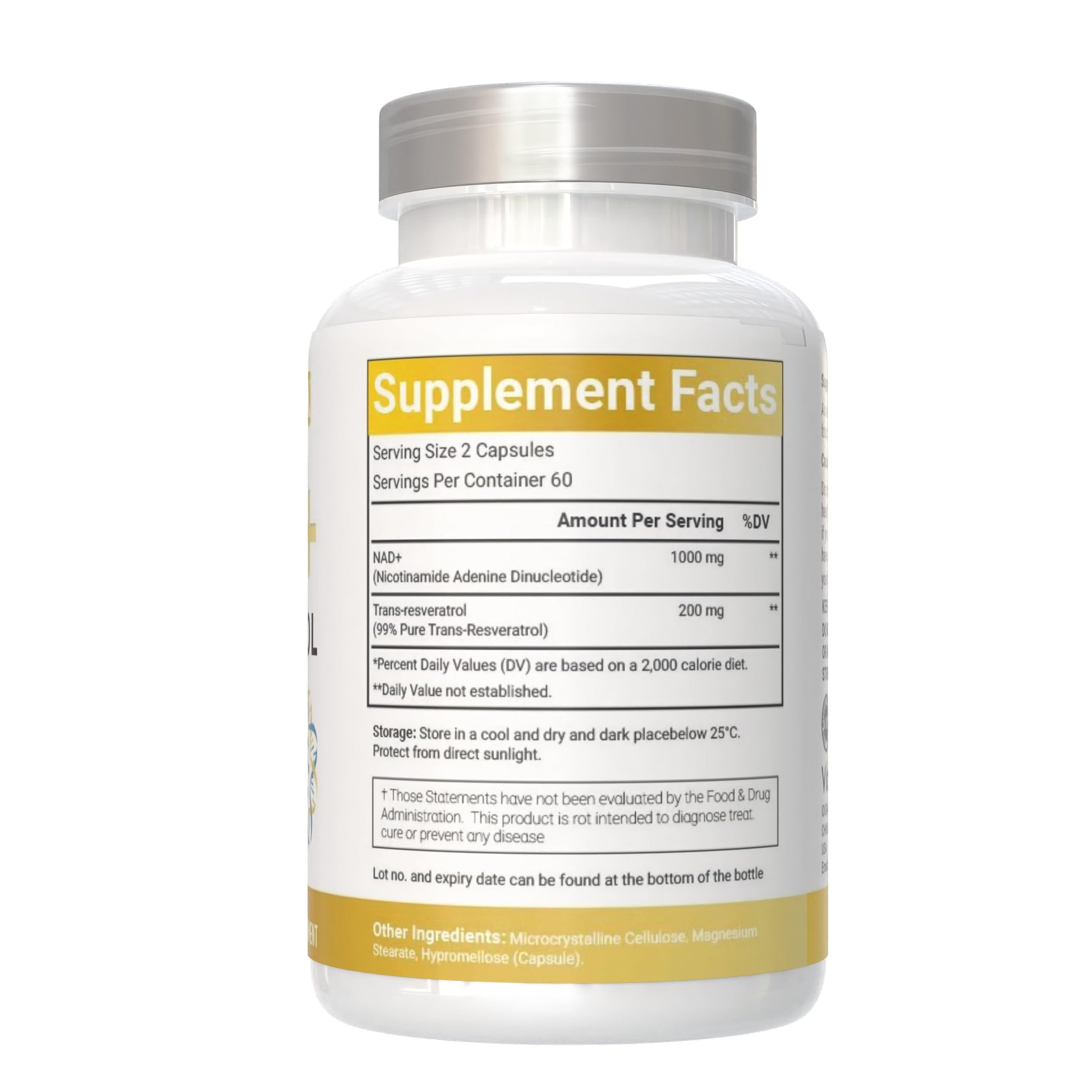 VitaCosmoX NAD+ Supplement 1,200mg per Serving,120 Capsules (Nicotinamide Adenine Dinucleotide) - 60 Servings, Gluten-Free, Vegan VitaCosmoX uk supplements
