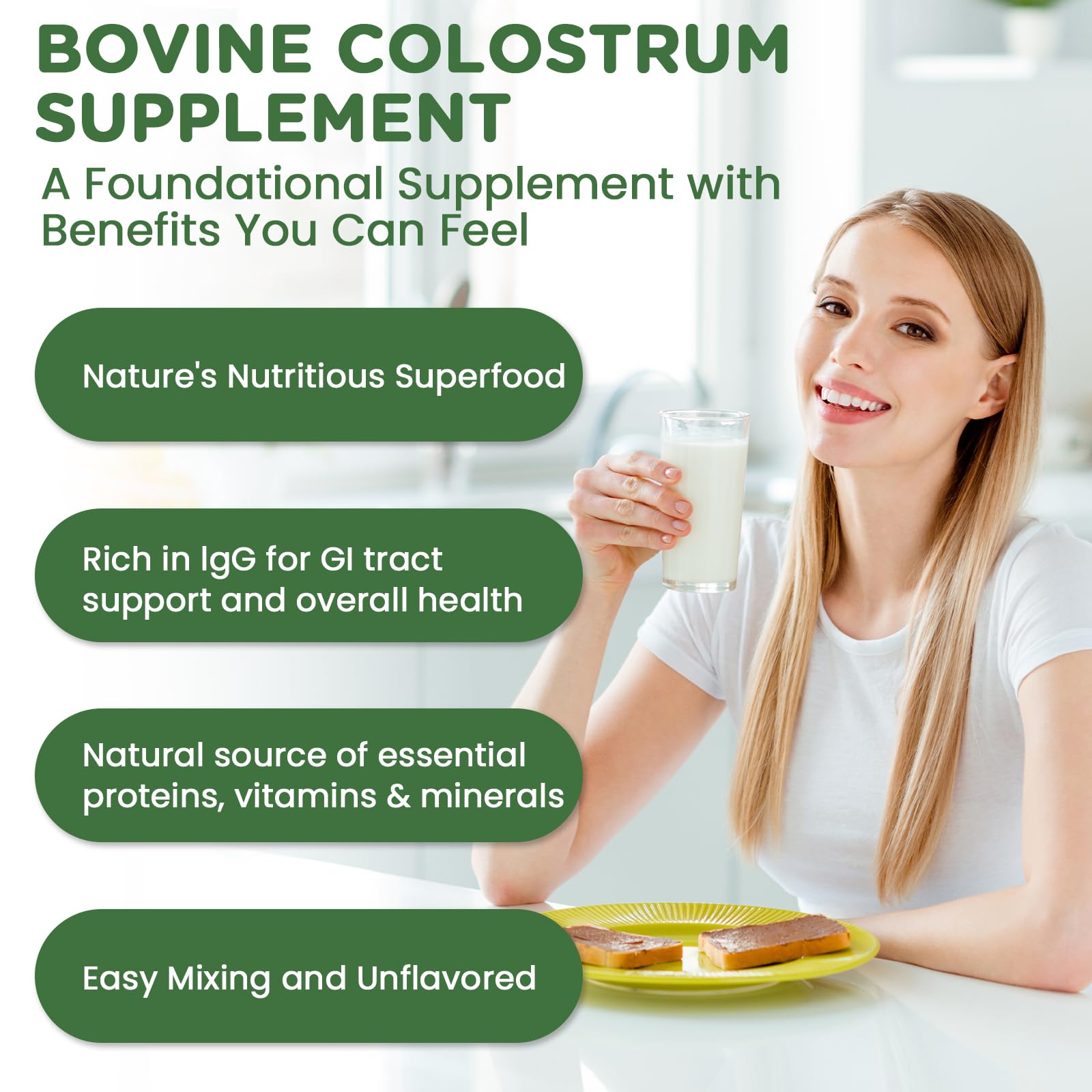 MICYDELAS Bovine Colostrum Supplement Powder 50% IgG Premium Bovine Colostrum for Gut Health Support, Immune Support, Muscle Recovery & Overall Wellness, Grass Fed, Non-GMO, Unflavored, 60 Servings MICYDELAS uk supplements