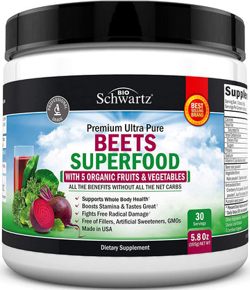Beet Root Powder - Beets Superfood Supplement with Vitamin C Plus Organic Antioxidant BioSchwartz uk supplements