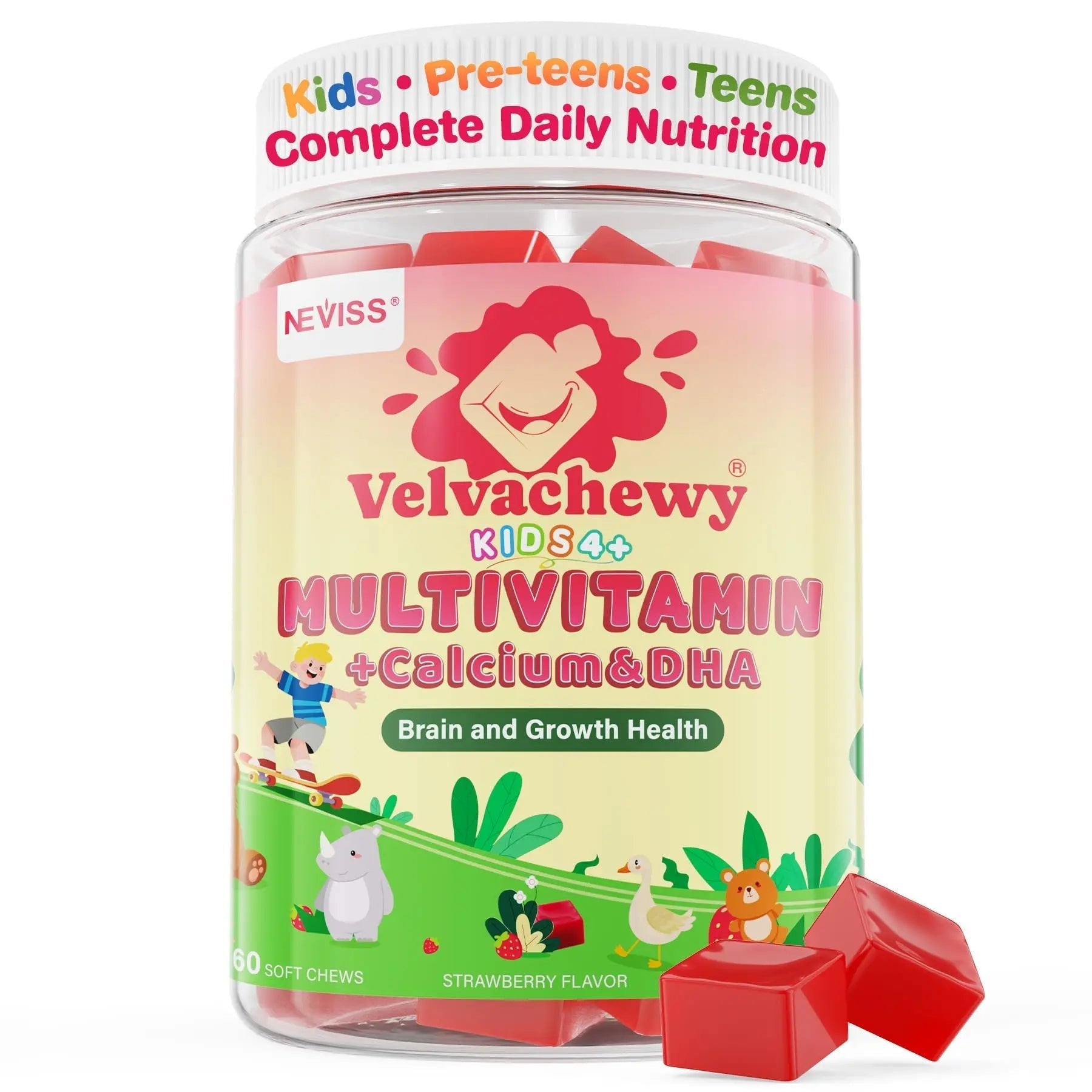 Methylated Multivitamin for Kids Pre-Teen Teens Gummies, Vitamin w/ Omega-3(DHA), Choline, Calcium, D3 K2, Methylfolate & B12 NEVISS uk supplements
