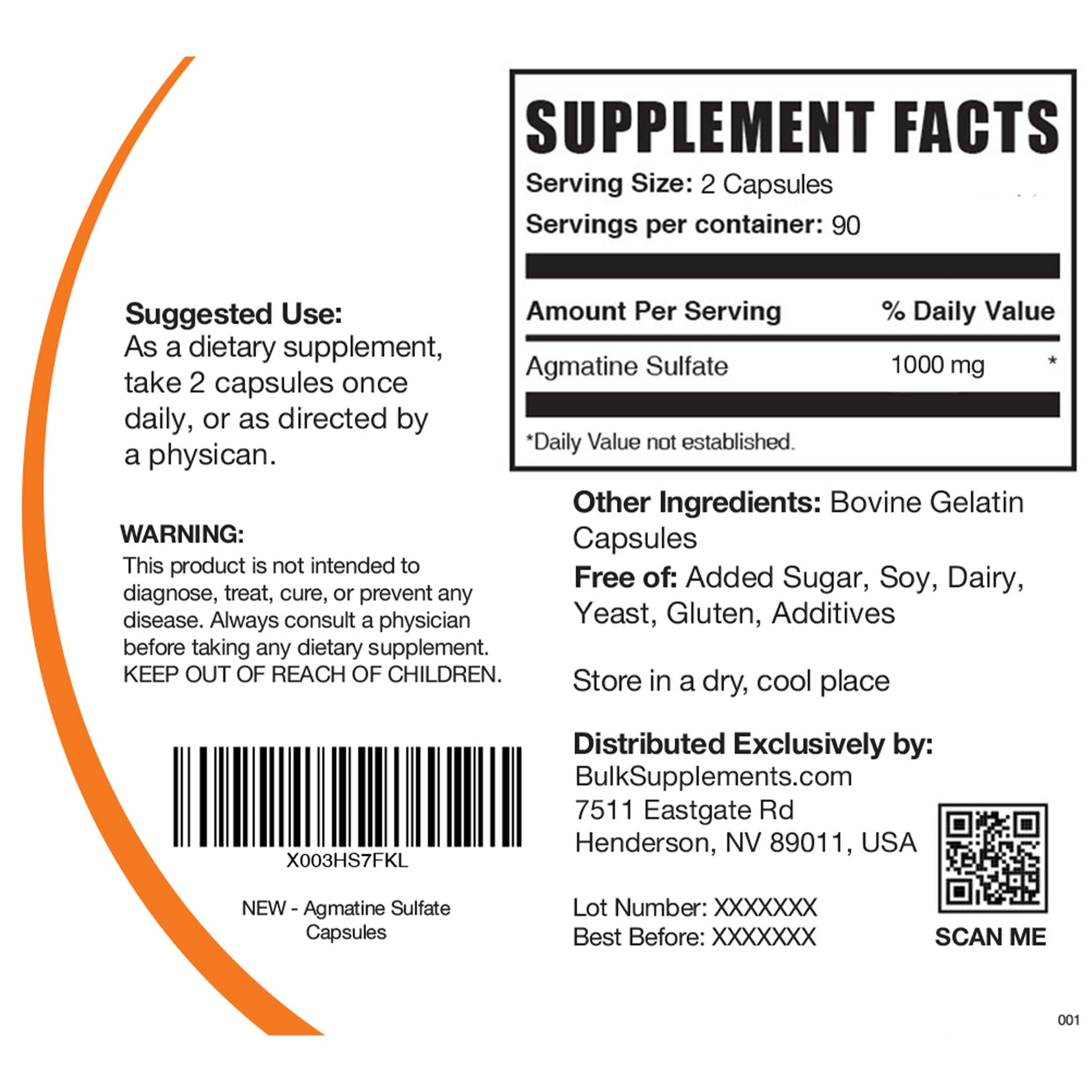 BULKSUPPLEMENTS.COM Agmatine Sulfate Capsules - Supplement for Nitric Oxide BULKSUPPLEMENTS.COM uk supplements