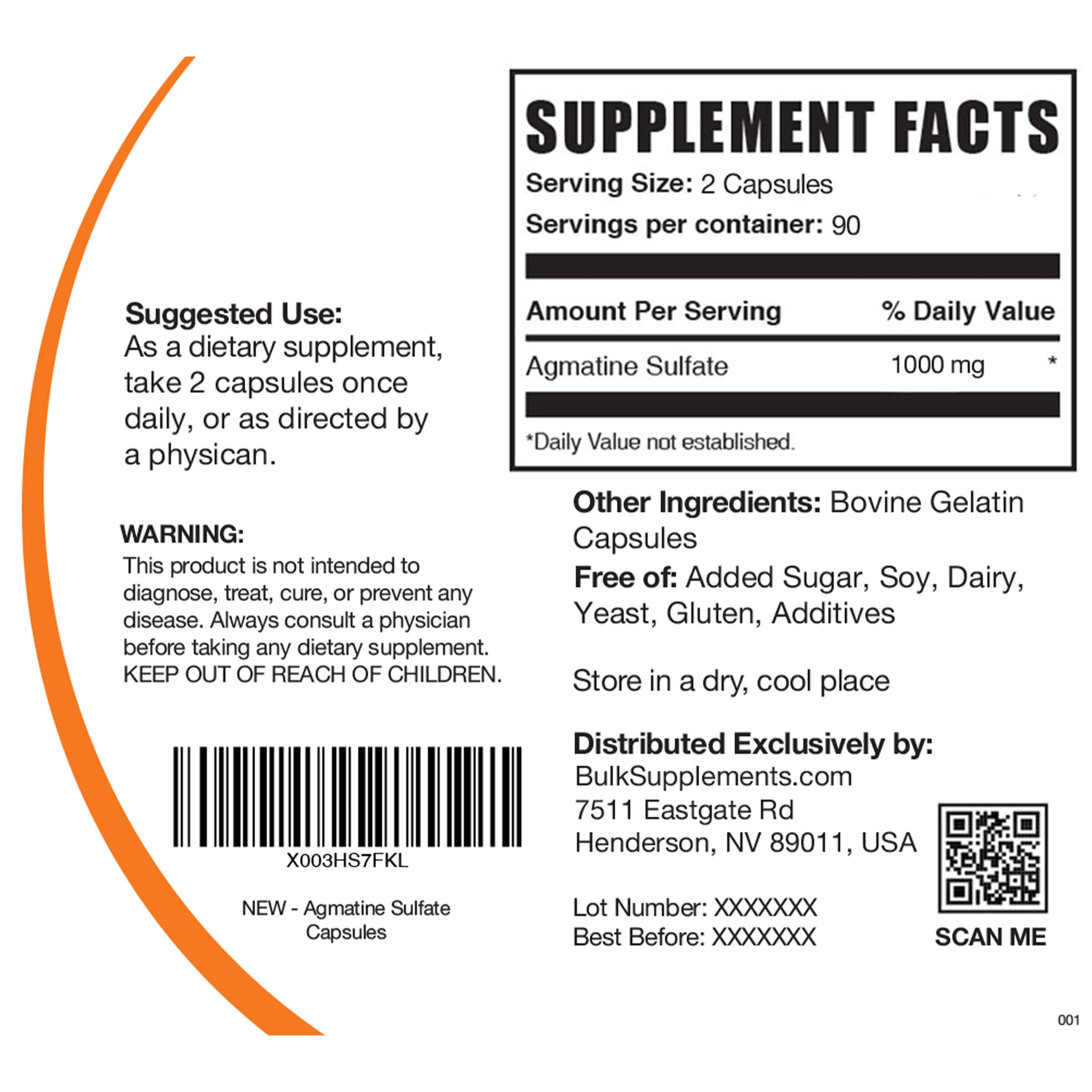 BULKSUPPLEMENTS.COM Agmatine Sulfate Capsules - Supplement for Nitric Oxide BULKSUPPLEMENTS.COM uk supplements