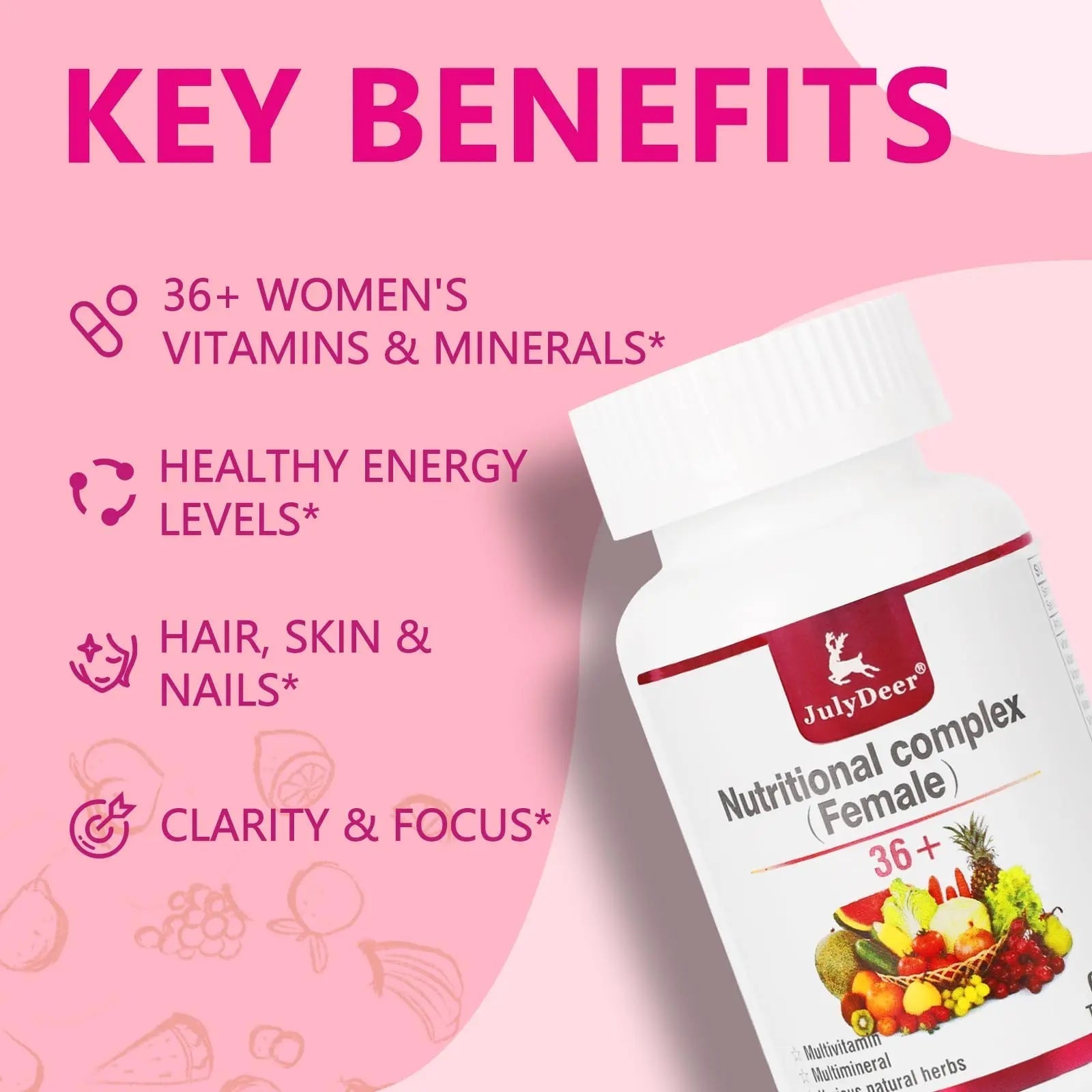 JulyDeer One Daily Tablet Multivitamin for Women - Complete Multimineral with Vitamin A, C, D, E and B-Complex, Zinc & More for Women's Immunity JulyDeer uk supplements