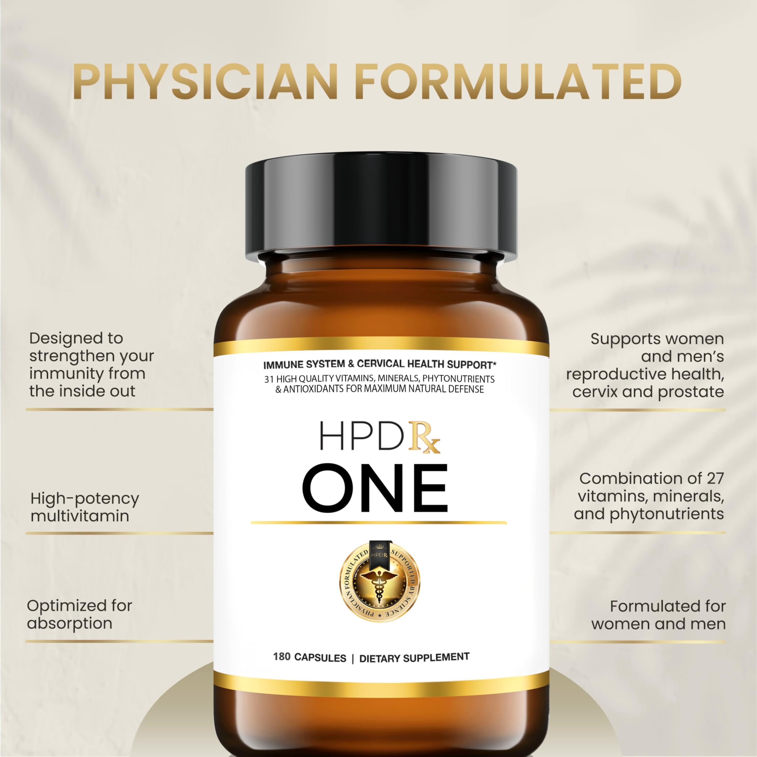 HPD Rx ONE Immunity Boost Multivitamin | HPV Supplements for Women and Men, 2 Pack HPD Rx uk supplements