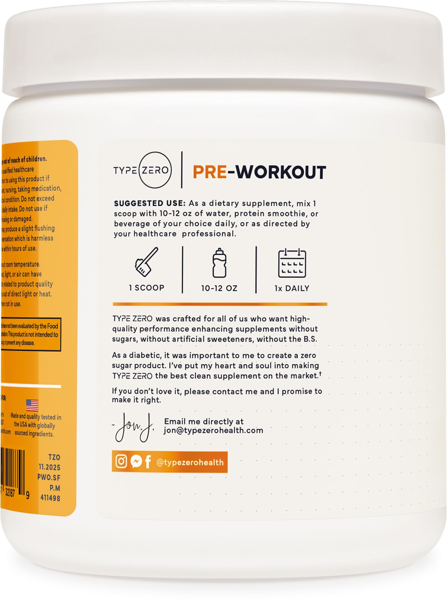 Type Zero Clean Stim Free Pre Workout Powder + Nitric Oxide Booster with L-Citrulline Malate, Arginine AKG, Beta Alanine - Caffeine & Stimulant Free - Pineapple Mango Flavor, 21 Servings Type Zero uk supplements