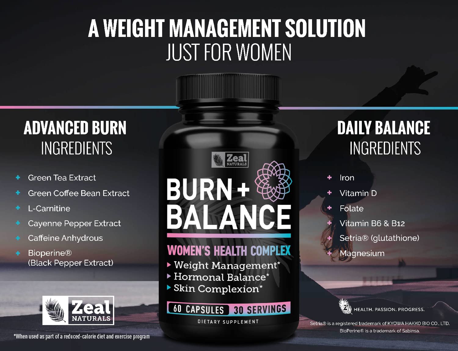 Zeal Naturals Weight Loss Support for Women + Daily Balance Vitamins (Iron, Vitamin D, Setria®, Folate) Premium Diet Support Pills for Women+ Multivitamin and Hormone Support Zeal Naturals uk supplements
