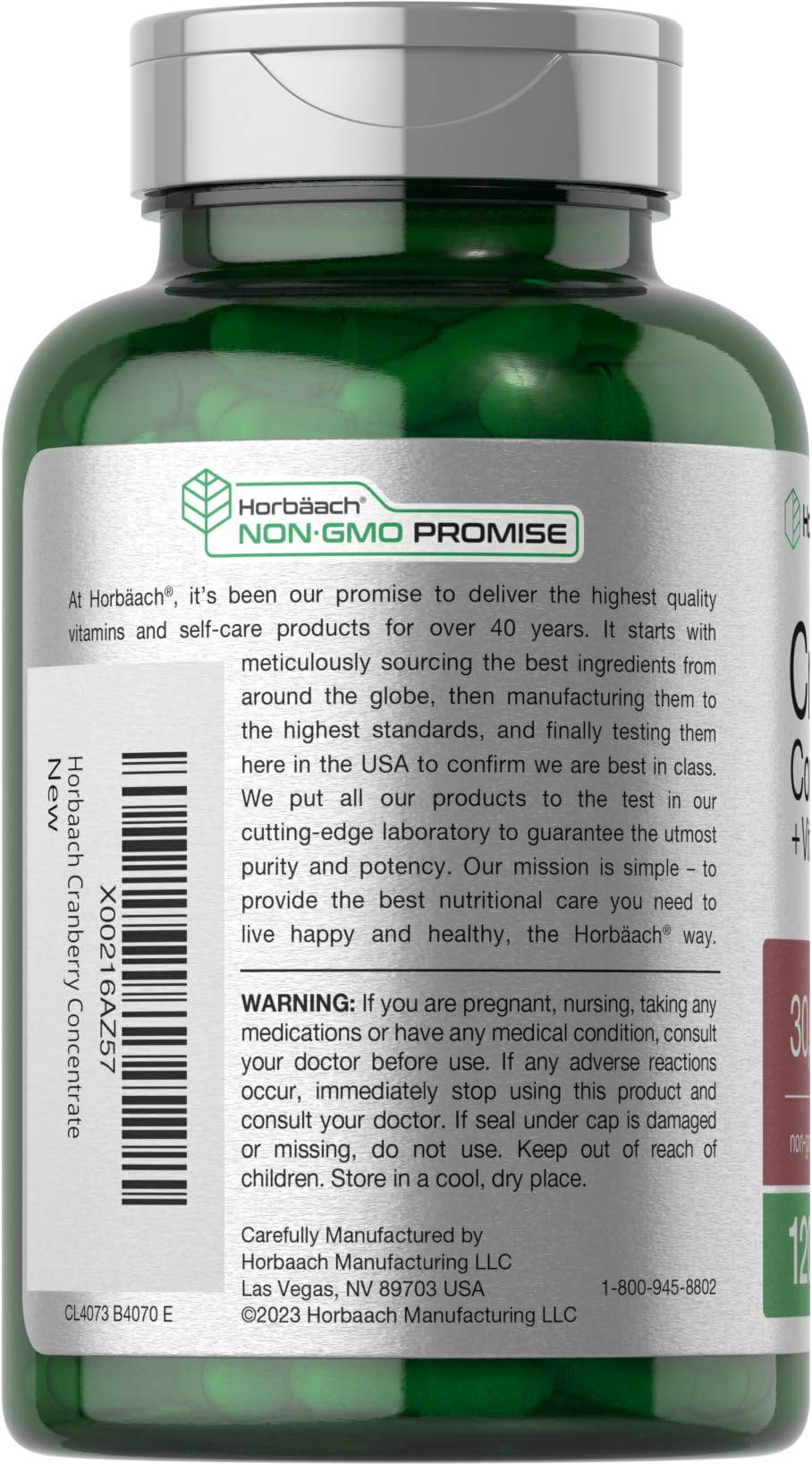 Cranberry Concentrate Extract Pills + Vitamin C | 30,000mg | 120 Capsules | Triple Strength Horbäach uk supplements