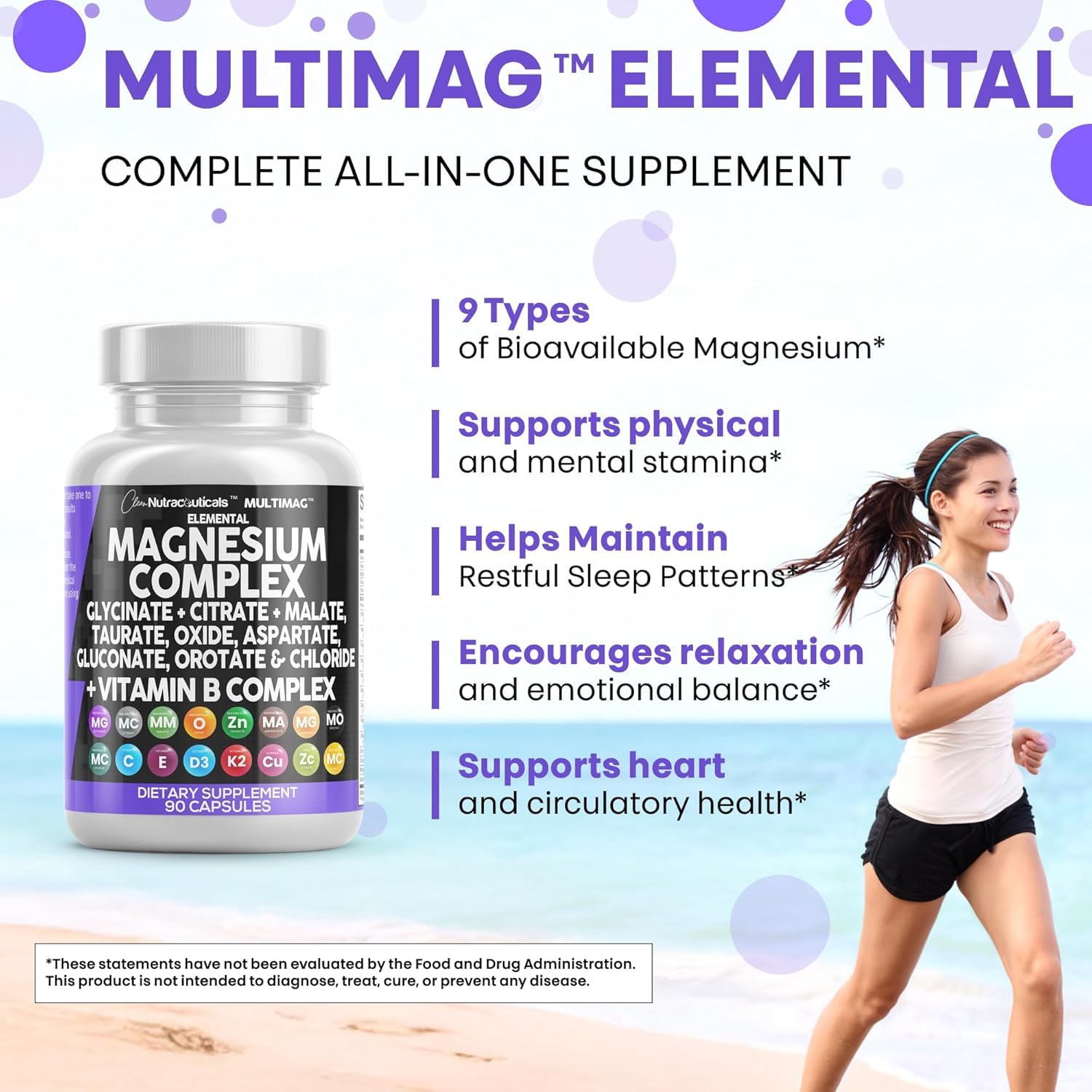 Clean Nutraceuticals Magnesium Complex with Magnesium Glycinate Citrate Malate Oxide Taurate Aspartate Orotate & Mag Chloride, Zinc Copper Manganese (90 Count (Pack of 2)) Clean Nutraceuticals uk supplements