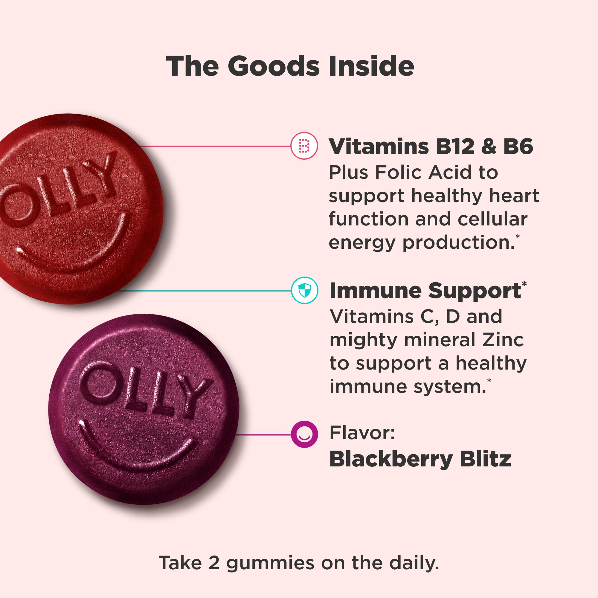 OLLY Men's Multivitamin Gummy, Vitamins A, C, D, E, B, Zinc, Blackberry Flavor, 45 Day Supply - 90 Count OLLY uk supplements
