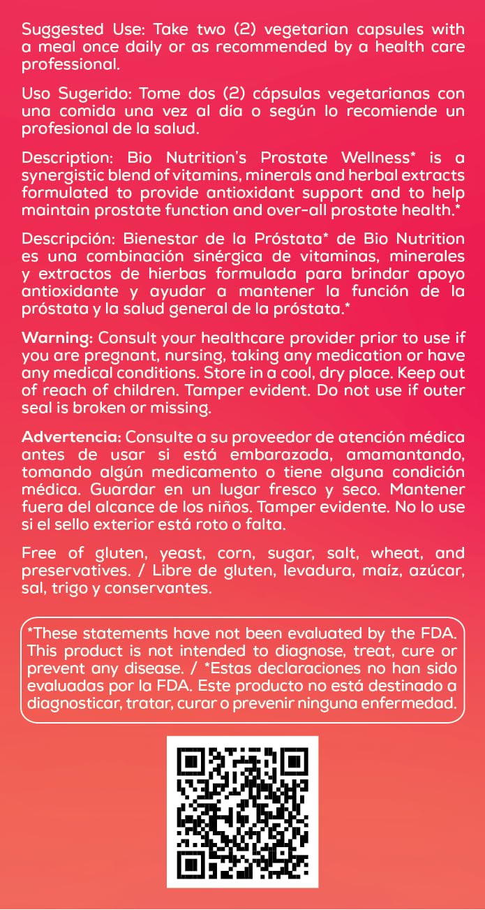 Bio Nutrition Prostate Wellness with Pumpkin Seed Extract 60 Capsules Bio Nutrition uk supplements
