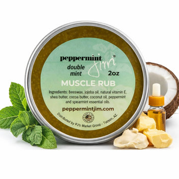 Peppermint Jim Double Mint Muscle Rub Balm 2oz, Fast Absorbing Cooling Relief Cream with Peppermint & Spearmint Oils, Non Greasy Soothing Balm for Sore Muscles, Back, Neck & Joints - Plant Based Peppermint Jim uk supplements