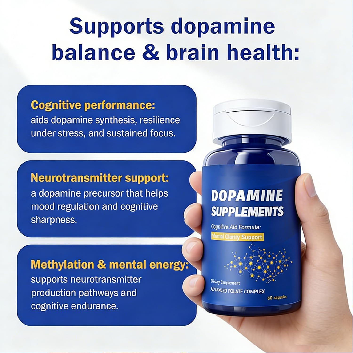 Dopamine Brain Supplement with L-Tyrosine 650mg | Cognitive Function, Focus & Mood Support | Neurotransmitter & Mental Energy Booster | 60 Capsules FW ZONE uk supplements