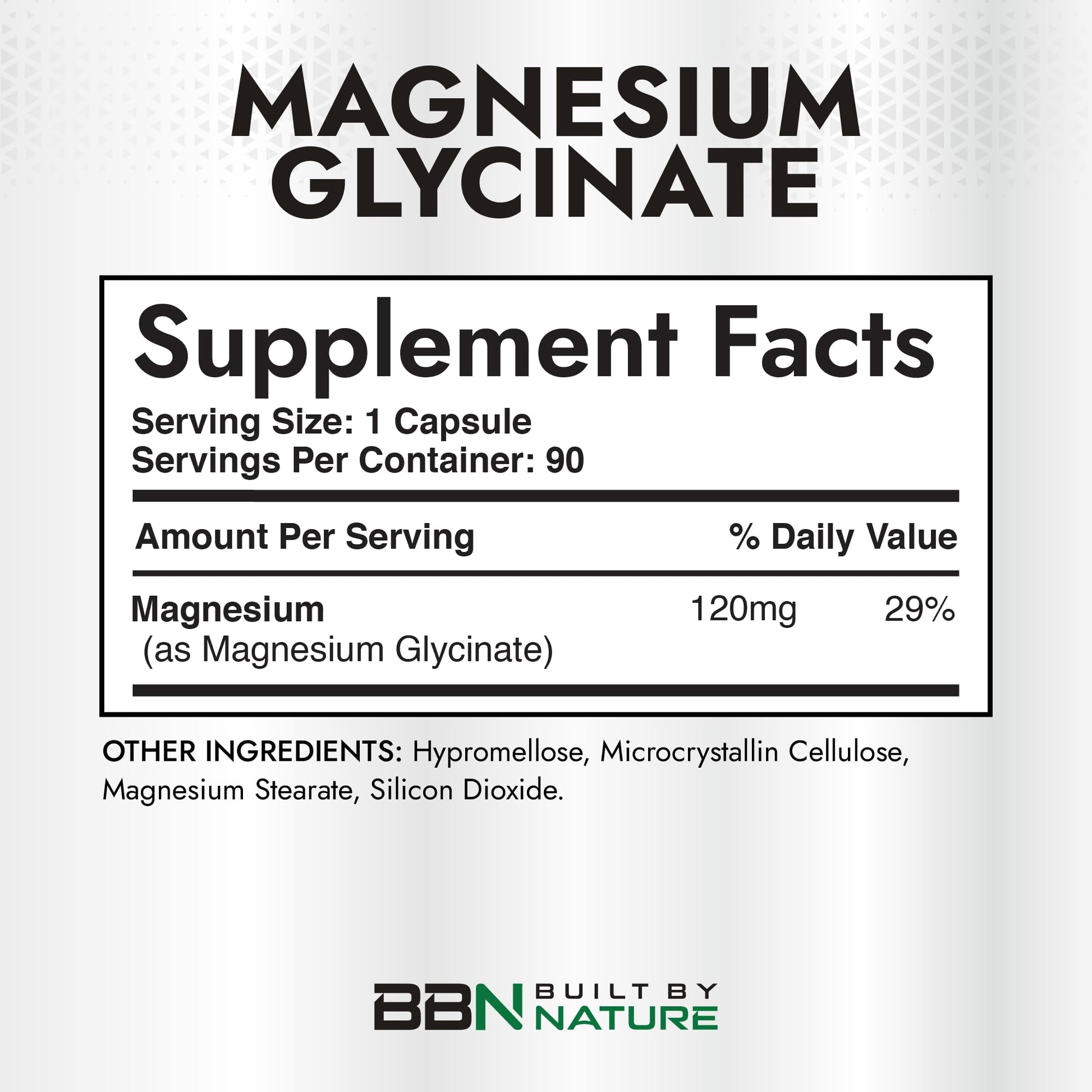 Built By Nature Magnesium Glycinate - Chelated for High Absorption – Supplement to Support Sleep, Muscle, Heart & Nerve Health - 120 mg Magnesium per Serving/Capsule - 90 Capsules Built by Nature uk supplements