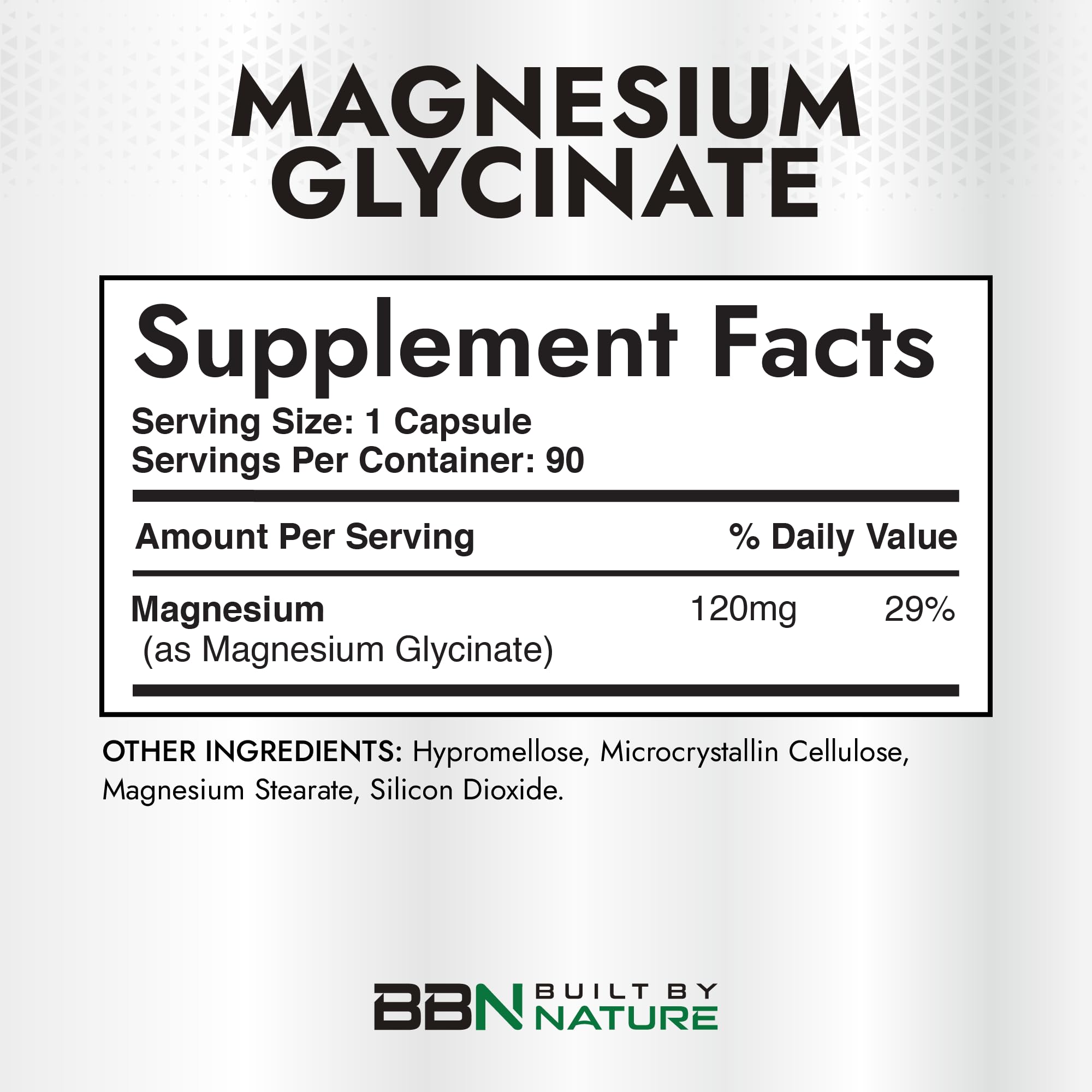 Built By Nature Magnesium Glycinate - Chelated for High Absorption – Supplement to Support Sleep, Muscle, Heart & Nerve Health - 120 mg Magnesium per Serving/Capsule - 90 Capsules Built by Nature uk supplements