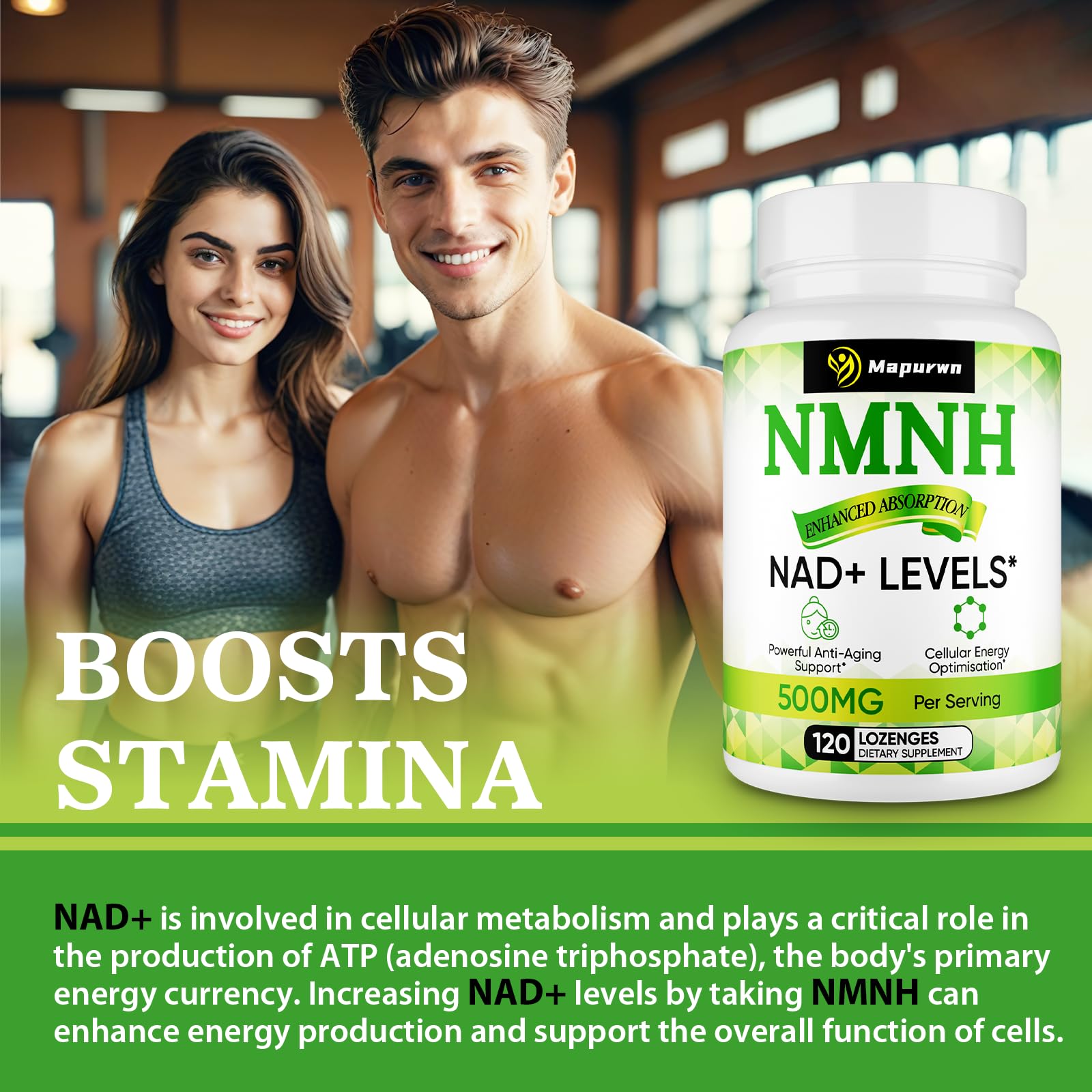Mapurwn NMNH (Dihydronicotinamide Mononucleotide), NMN Supplement, 500mg per Serving NAD Supplement to Boost NAD+ Levels As We Age for Women & Men, Anti-Aging, Energy, Focus, 120 Count Mapurwn uk supplements