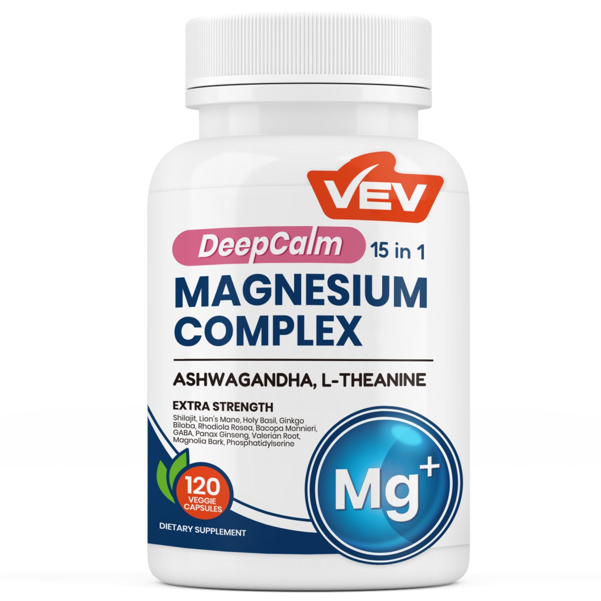 VEV DeepCalm Magnesium Complex for Women – 15-in-1 Glycinate & Citrate Capsules with Ashwagandha & L-Theanine – 120 Vegan Capsules VEV uk supplements