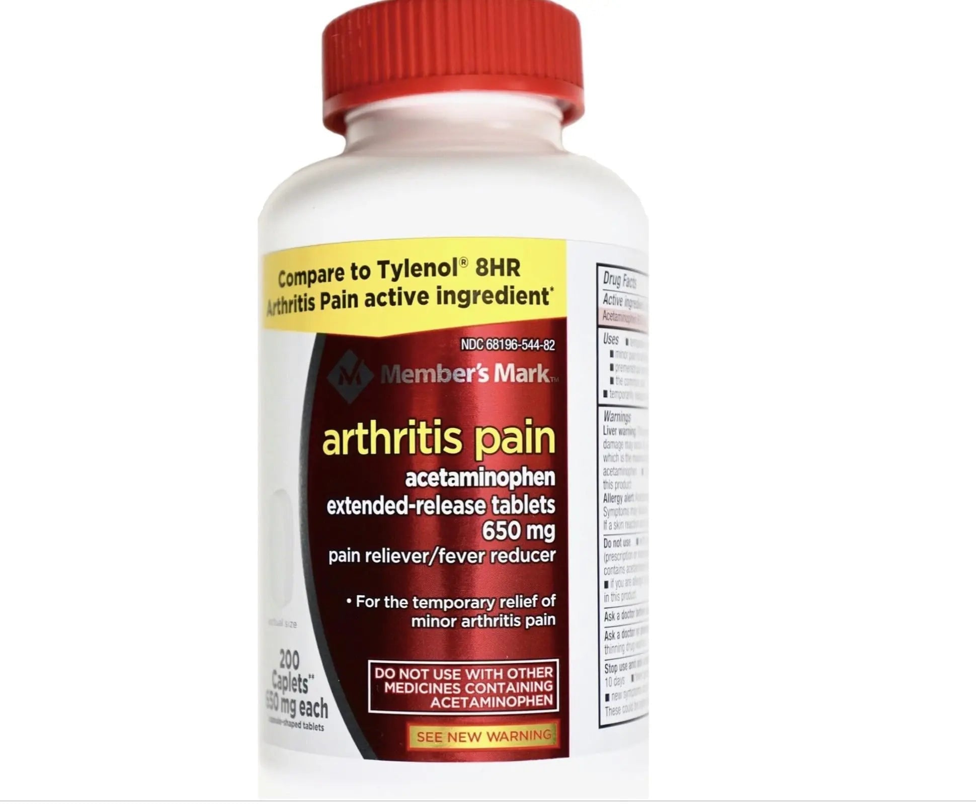 Compare to Tylenol Arthritis Pain Active Ingredient. - Member's Mark - Arthritis Pain Reliever, Extended Release, Acetaminophen 650 mg, 400 CapletsQ MEMBER´S MARK uk supplements