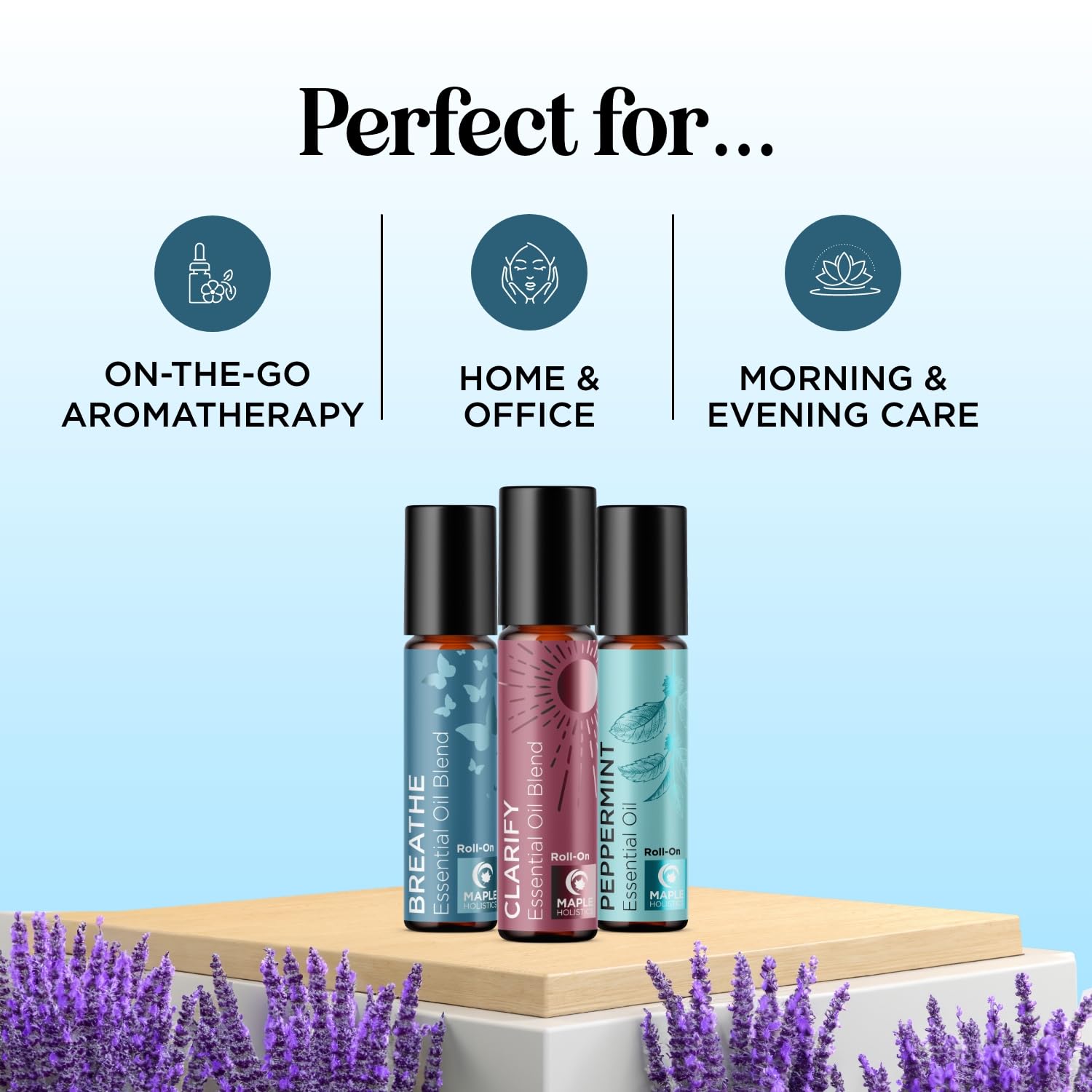 Headache Roll on Essential Oils - Aromatherapy Essential Oils Sets Variety Pack with Peppermint Clarify Maple Holistics uk supplements