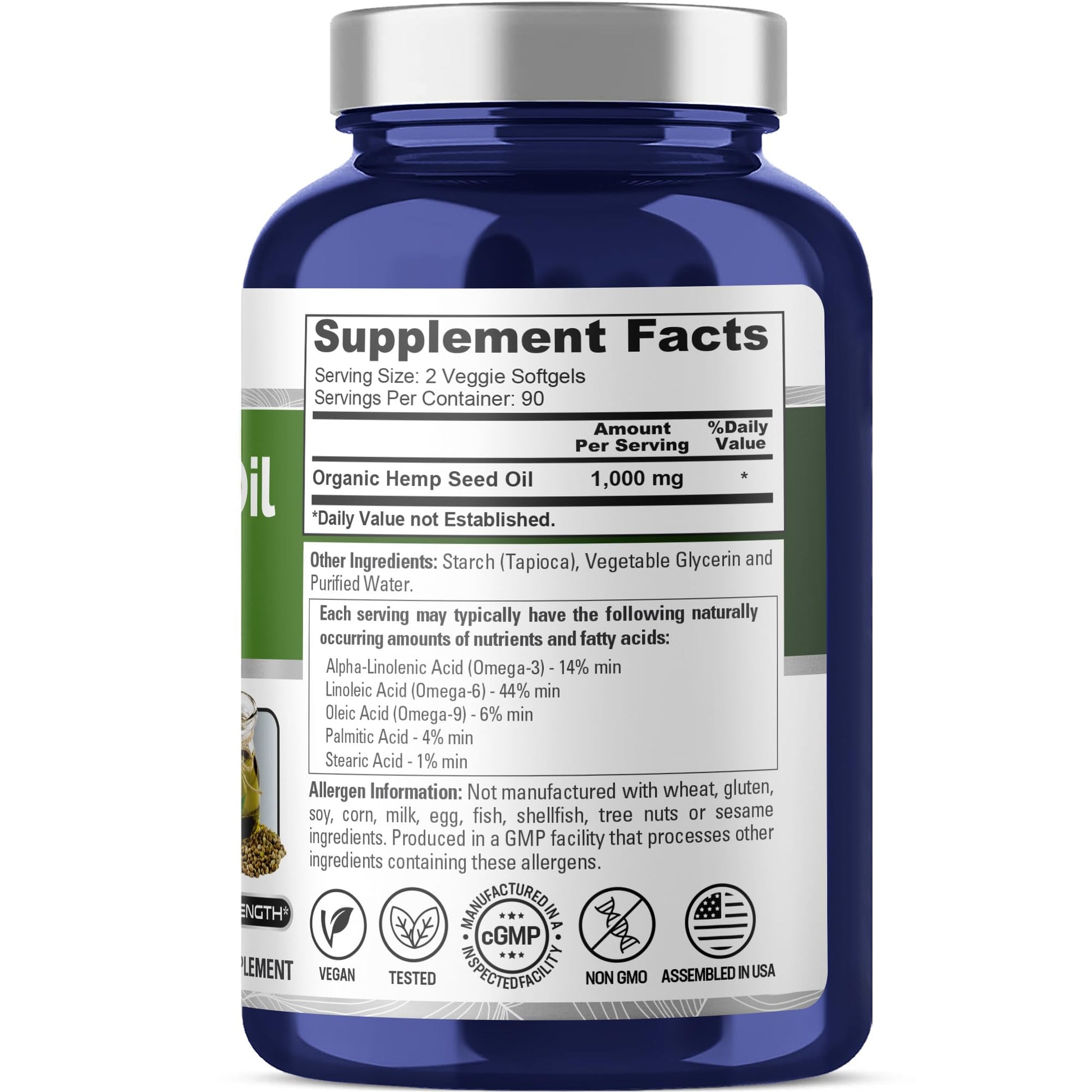 NusaPure Hemp Oil 1,000mg Per Serving, 180 Veggie Softgels, Non-GMO, Vegan NusaPure uk supplements