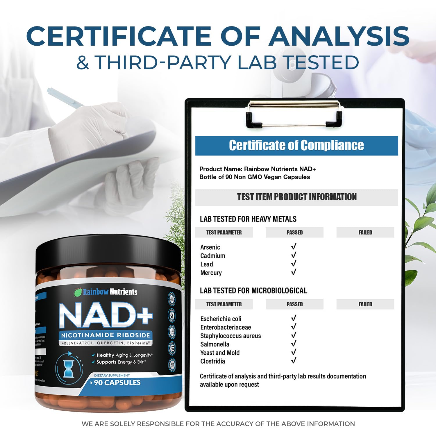 2010 MG NAD+ Supplement- Nicotinamide Riboside, Resveratrol, Quercetin & BioPerine® (High Absorption)- Natural NAD Booster for Anti-Aging, Cellular Energy, Skin- For Women & Men- 90 V Capsules Rainbow Nutrients, LLC uk supplements