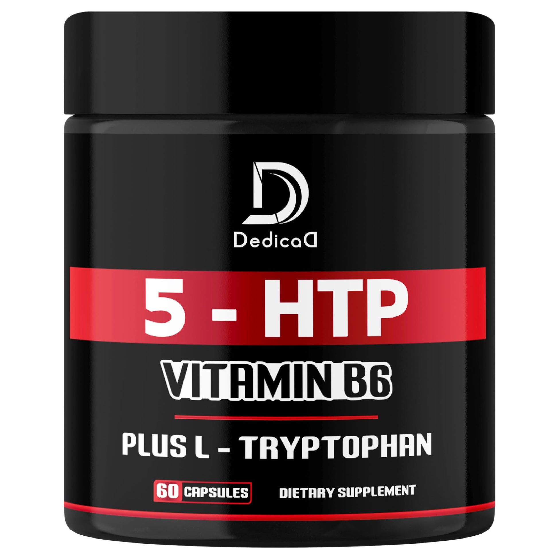 DEDICAD 5 HTP Supplement 1010mg - 60 Capsules - 3in1 Combined with Vitamin B6, L-Tryptophan - Comfortable Mood, Brain Health, Body Management & Immune System Support DEDICAD uk supplements
