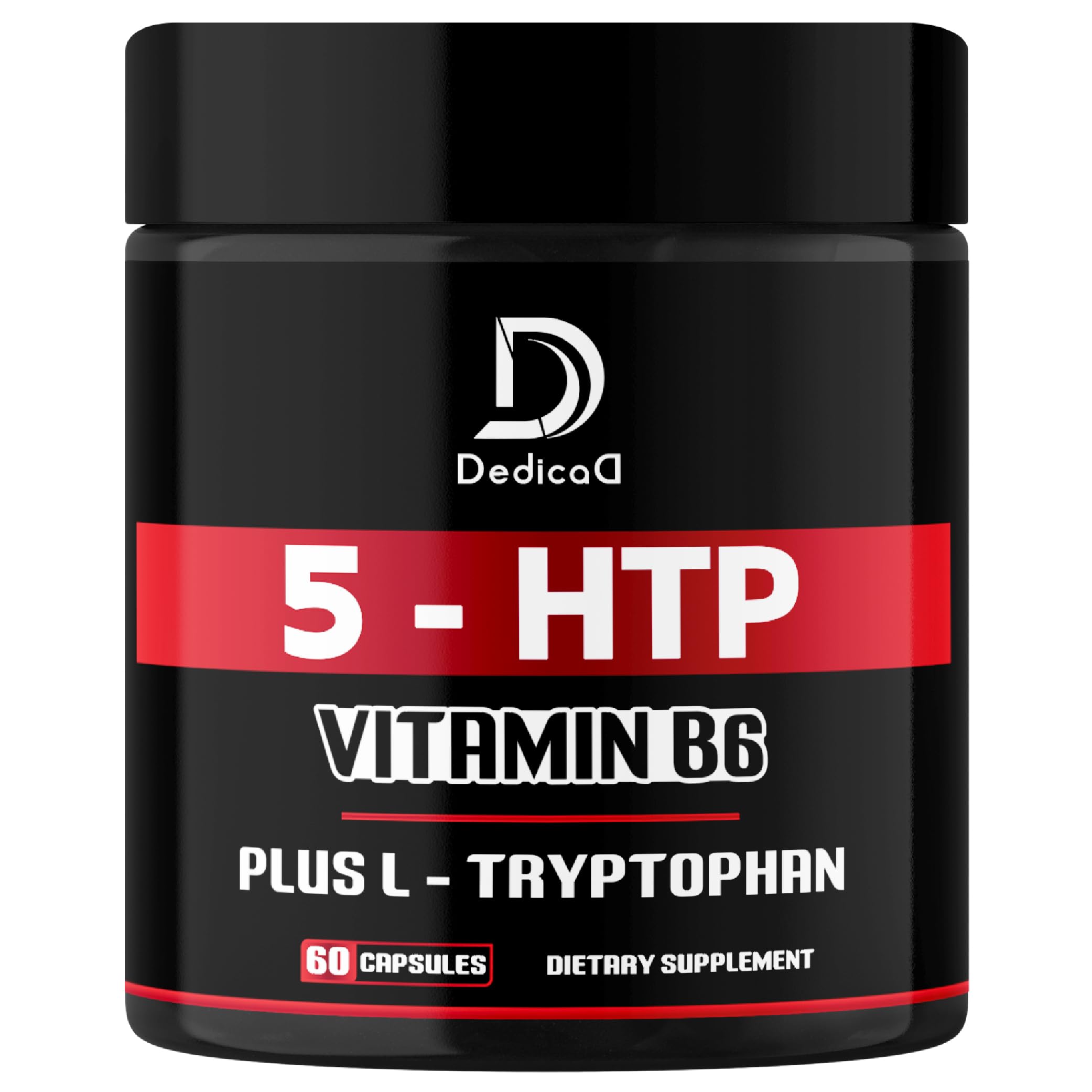 DEDICAD 5 HTP Supplement 1010mg - 60 Capsules - 3in1 Combined with Vitamin B6, L-Tryptophan - Comfortable Mood, Brain Health, Body Management & Immune System Support DEDICAD uk supplements