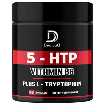 DEDICAD 5 HTP Supplement 1010mg - 60 Capsules - 3in1 Combined with Vitamin B6, L-Tryptophan - Comfortable Mood, Brain Health, Body Management & Immune System Support DEDICAD uk supplements