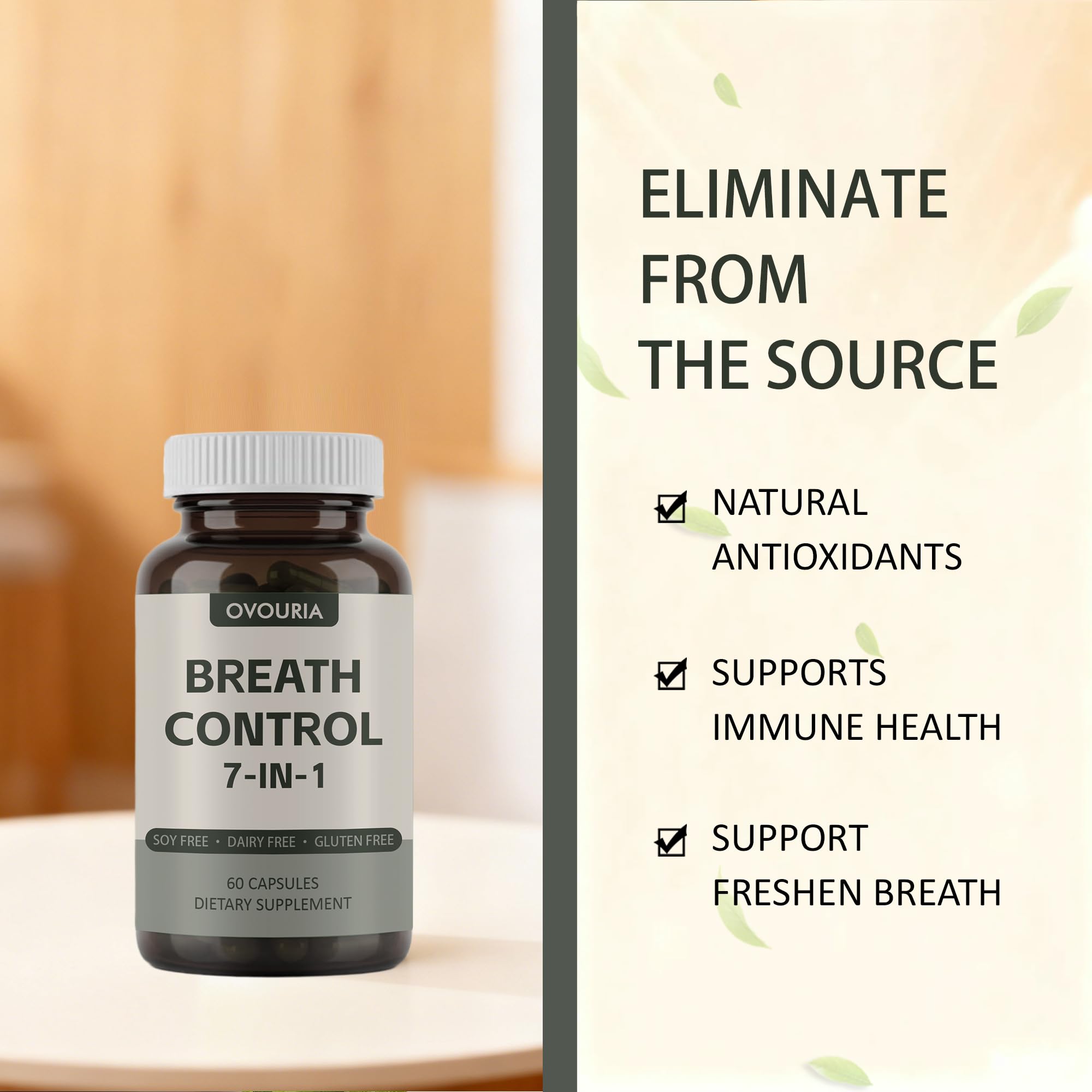 TANSPRESSO ovouria Breath & Gut Balance Capsules - 7-in-1 Formula with Probiotics, Zinc Gluconate & Magnesium Citrate for Fresh Breath, Chronic Halitosis Relief & Digestive Wellness, 60 Count(1pc) TANSPRESSO uk supplements