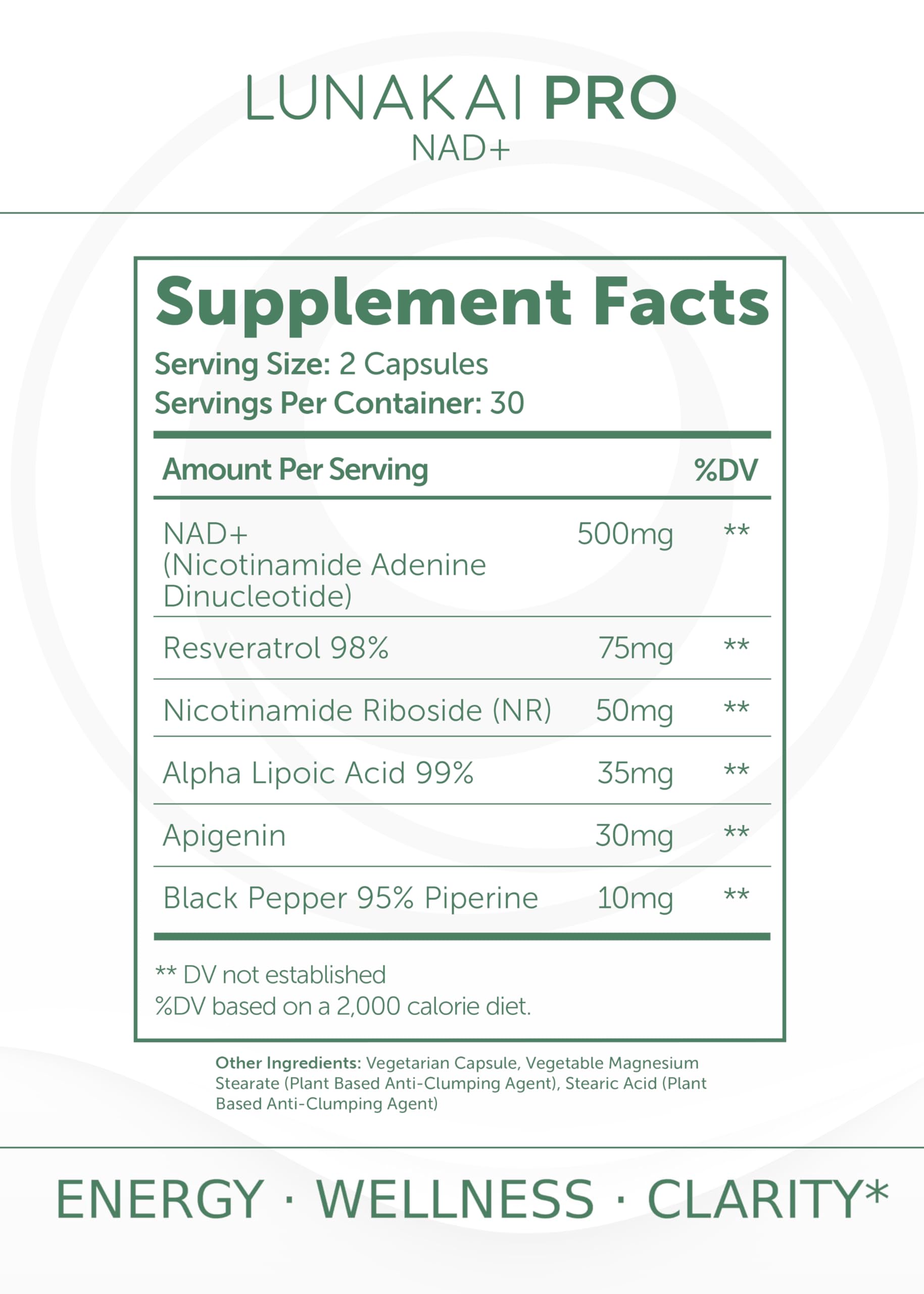 Lunakai PRO USA Made Dual-Pathway NAD+ Formula with NR & Resveratrol – Natural NAD Supplement for Women & Men – Healthy Aging & Cellular Health Support, 60ct Lunakai uk supplements