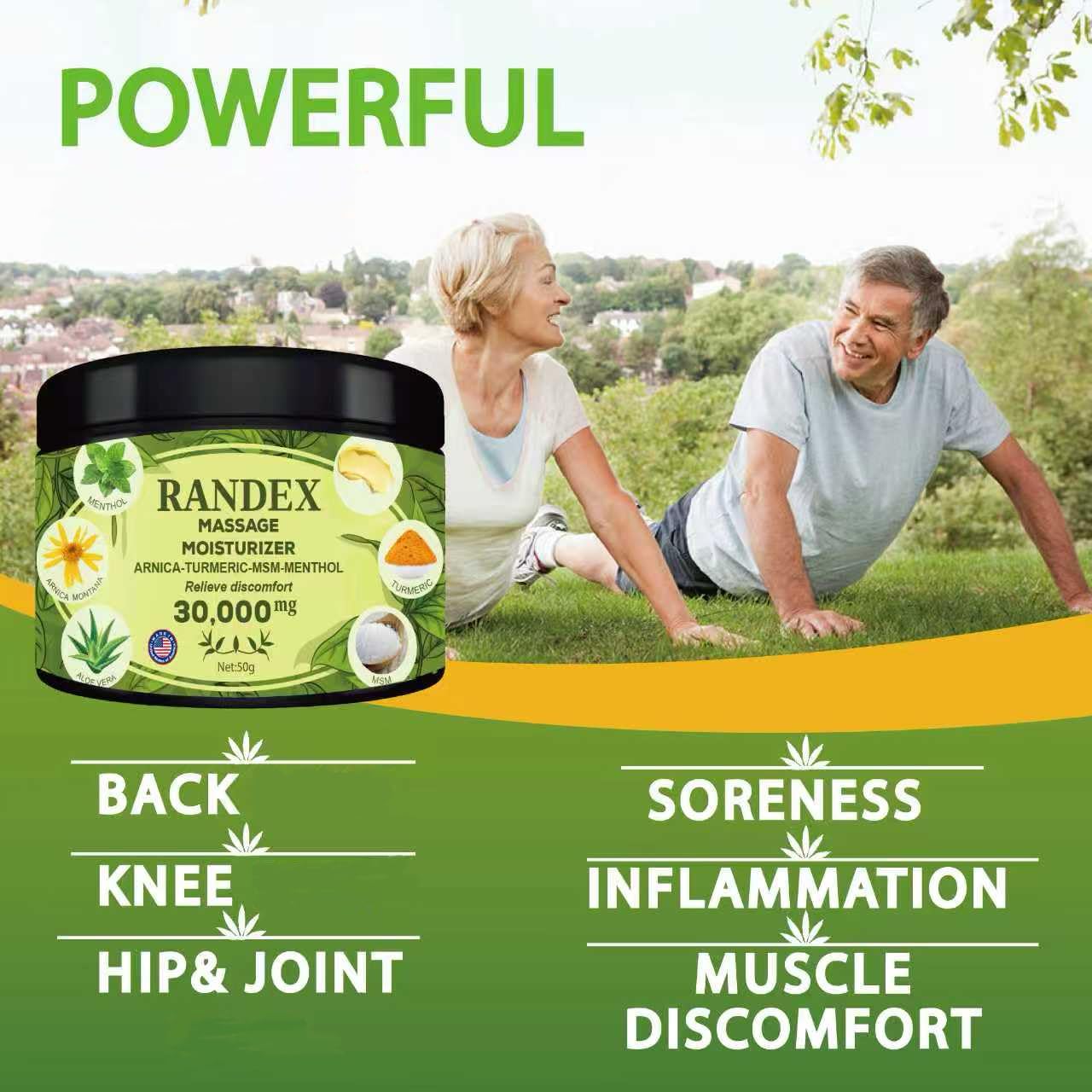 RANDEX 30000MG Organic Massage Moisturizer - Muscles,Joints,Knees, Shoulders,Body, Extra Strength- Natural RANDEX uk supplements