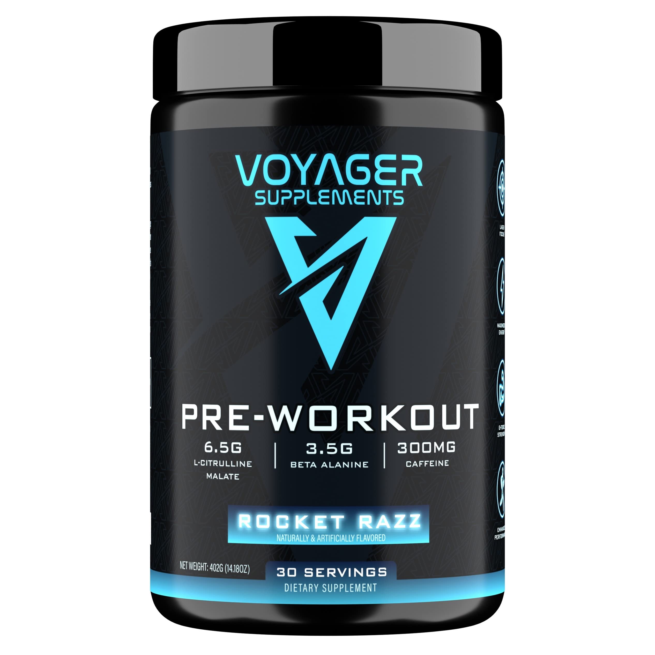 Voyager Supplements Pre-Workout Powder | Rocket Razz | Intense Pump | Maximized Voyager Supplements uk supplements