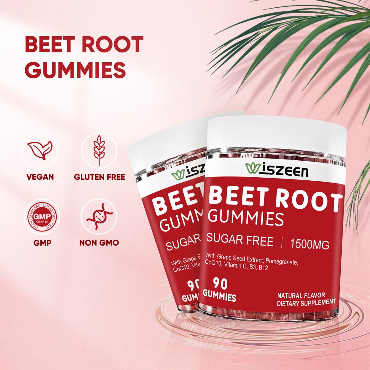 Wiszeen Beet Root Gummies - 60 Servings - Beets Gummies Beet Chews Nitric Oxide Wiszeen uk supplements