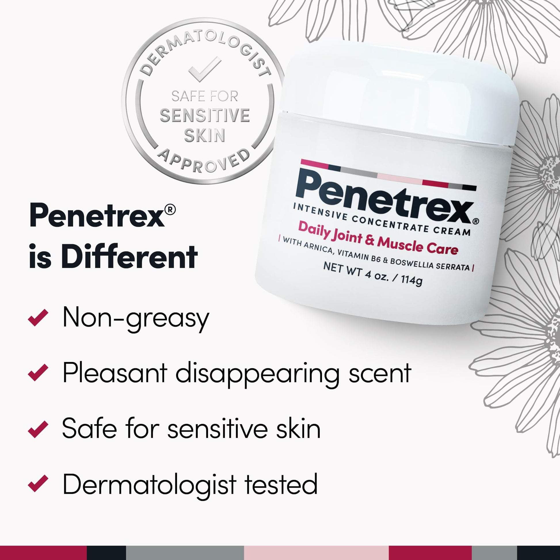 Penetrex Joint & Muscle Therapy - Soothing Comfort for Back, Neck, Hands, Feet - Premium Whole Body Rub with Arnica, Vitamin B6 MSM & Boswellia - Non-Greasy 4oz Cream Penetrex uk supplements