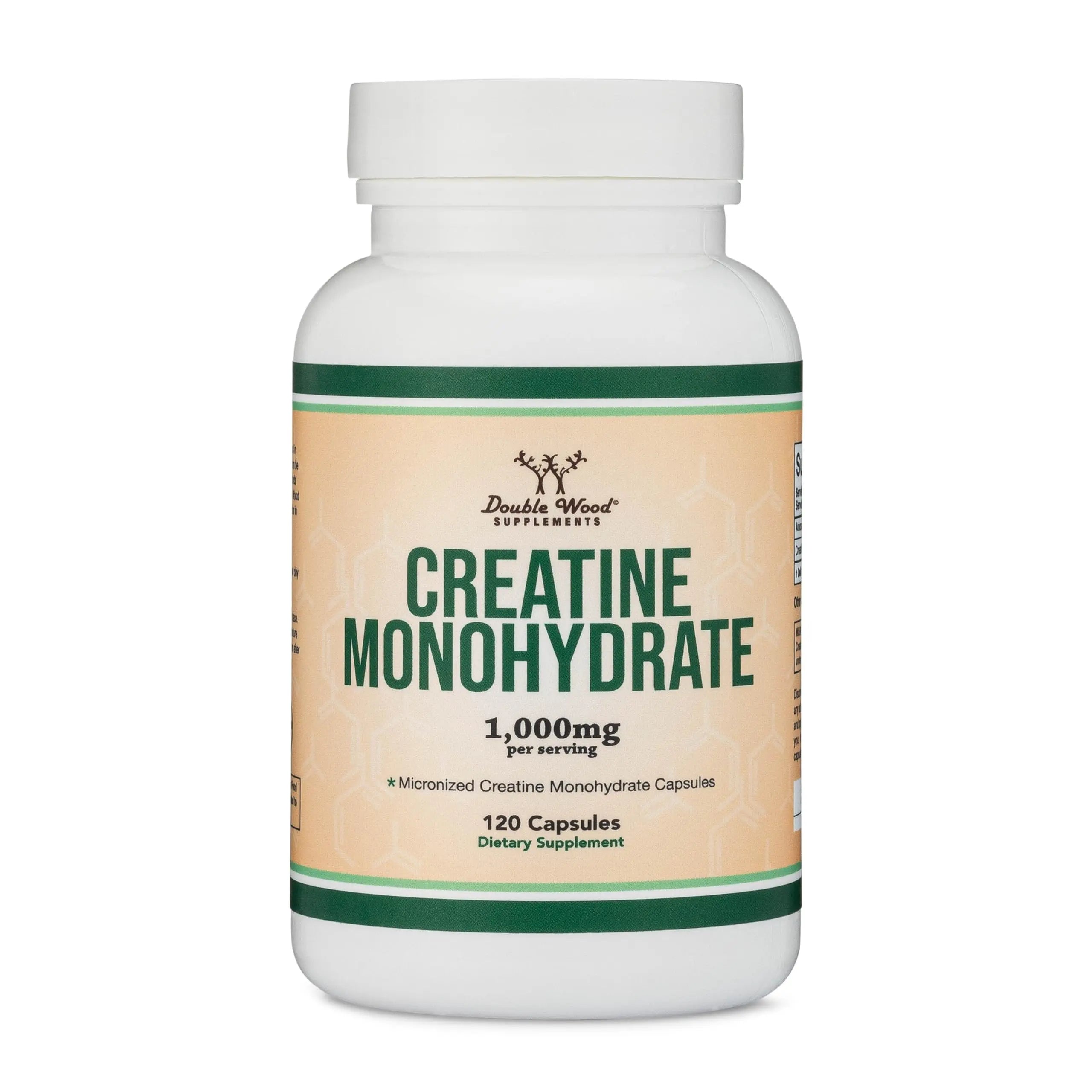 Creatine Monohydrate Capsules - 1g per Serving, 120 Count - No Fillers, Vegan Safe, Non-GMO, Gluten Free by Double Wood (Pack of 2) Double Wood Supplements uk supplements