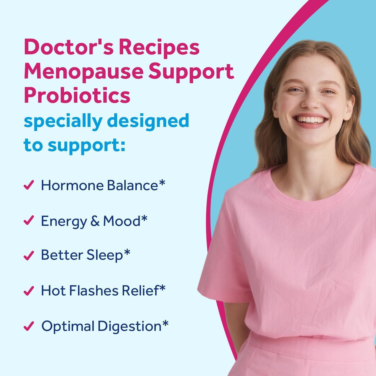 Doctor's Recipes Menopause Probiotic Supplements for Women, Black Cohosh for Menopause Hot Flashes, Probiotics with Ashwagandha, Dong Quai, Supports Energy, 60 Capsules Doctor's Recipes uk supplements