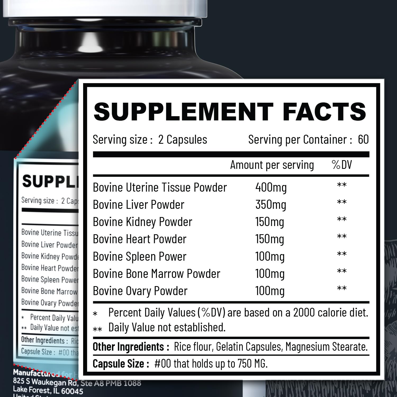Beef Organ Supplement Grass Fed Complex for Women - 7 Carnivore Meat Proprietary Blend of Beef Liver, Marrow, Brain, Thymus, Spleen, Kidney, Colostrum, Heart, Pancreas, Gallbladder -120 Caps Holistic Method uk supplements