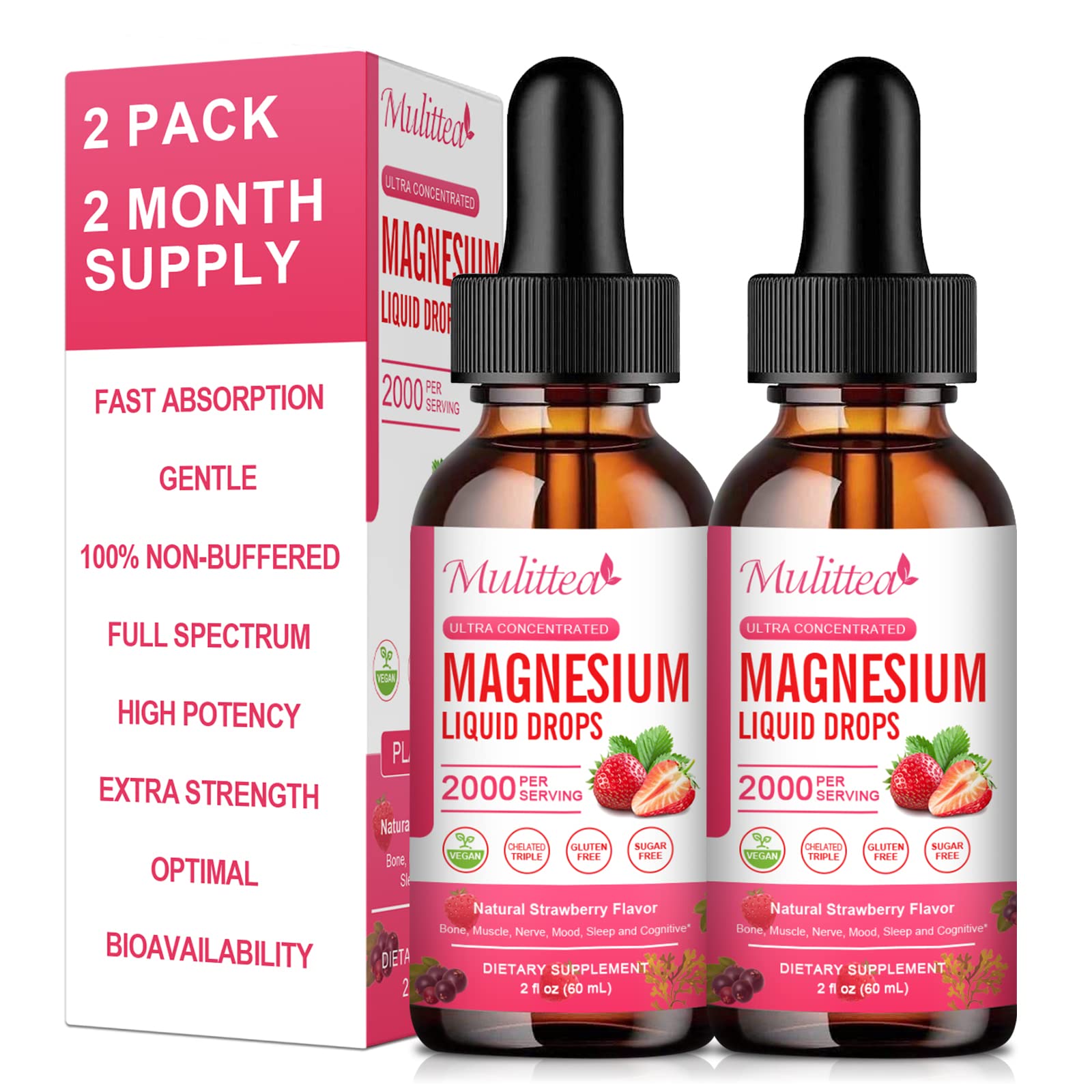 Magnesium Glycinate Liquid, High Potency Magnesium Glycinate, Citrate, Sugar Free Vegan Non-GMO Complex Supplement Promotes Nerv,Relaxation,Muscle,Sleep Support* Mulittea uk supplements