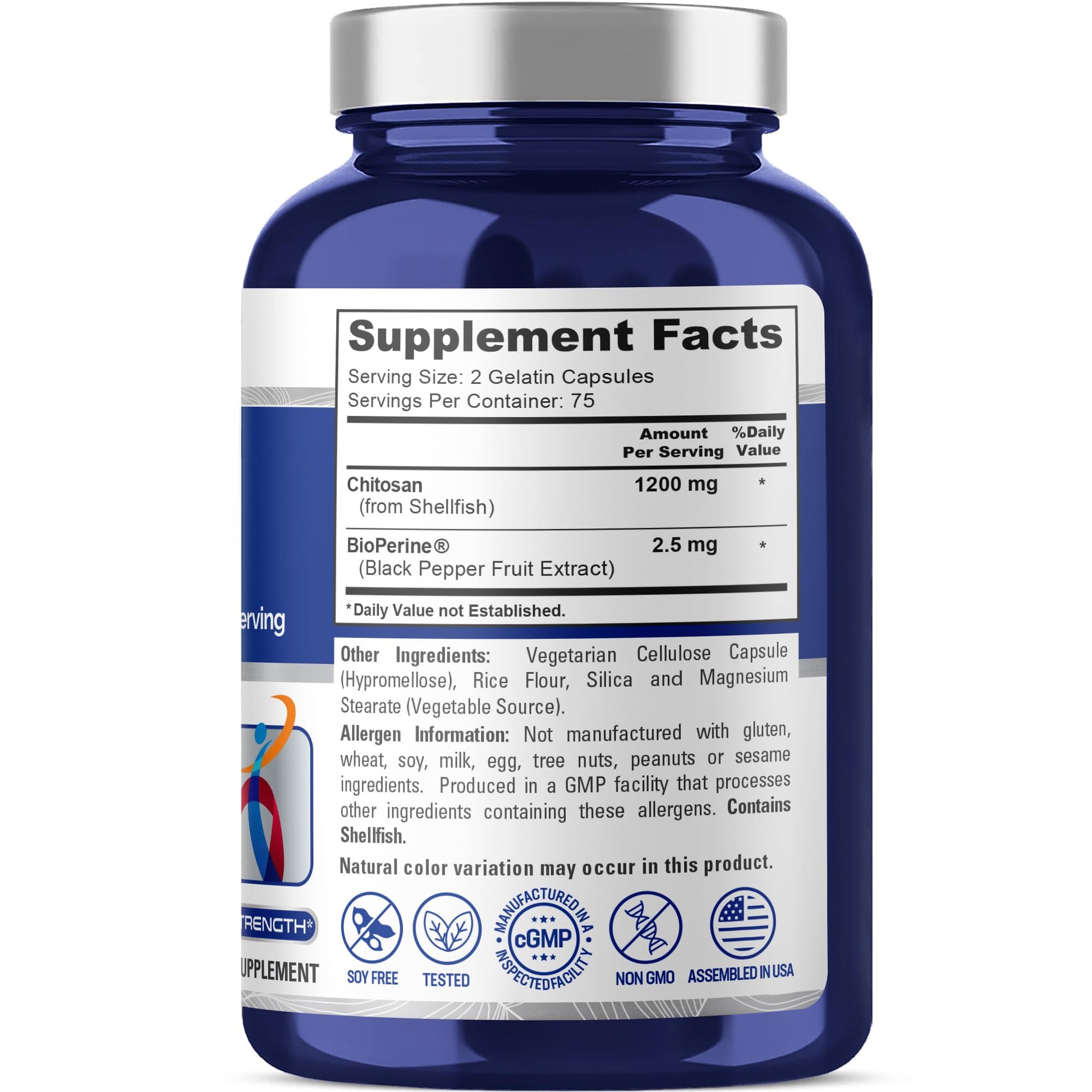 NusaPure Chitosan 1200mg 150 Caps (Non-GMO & Soyfree) with Bioperine NusaPure uk supplements