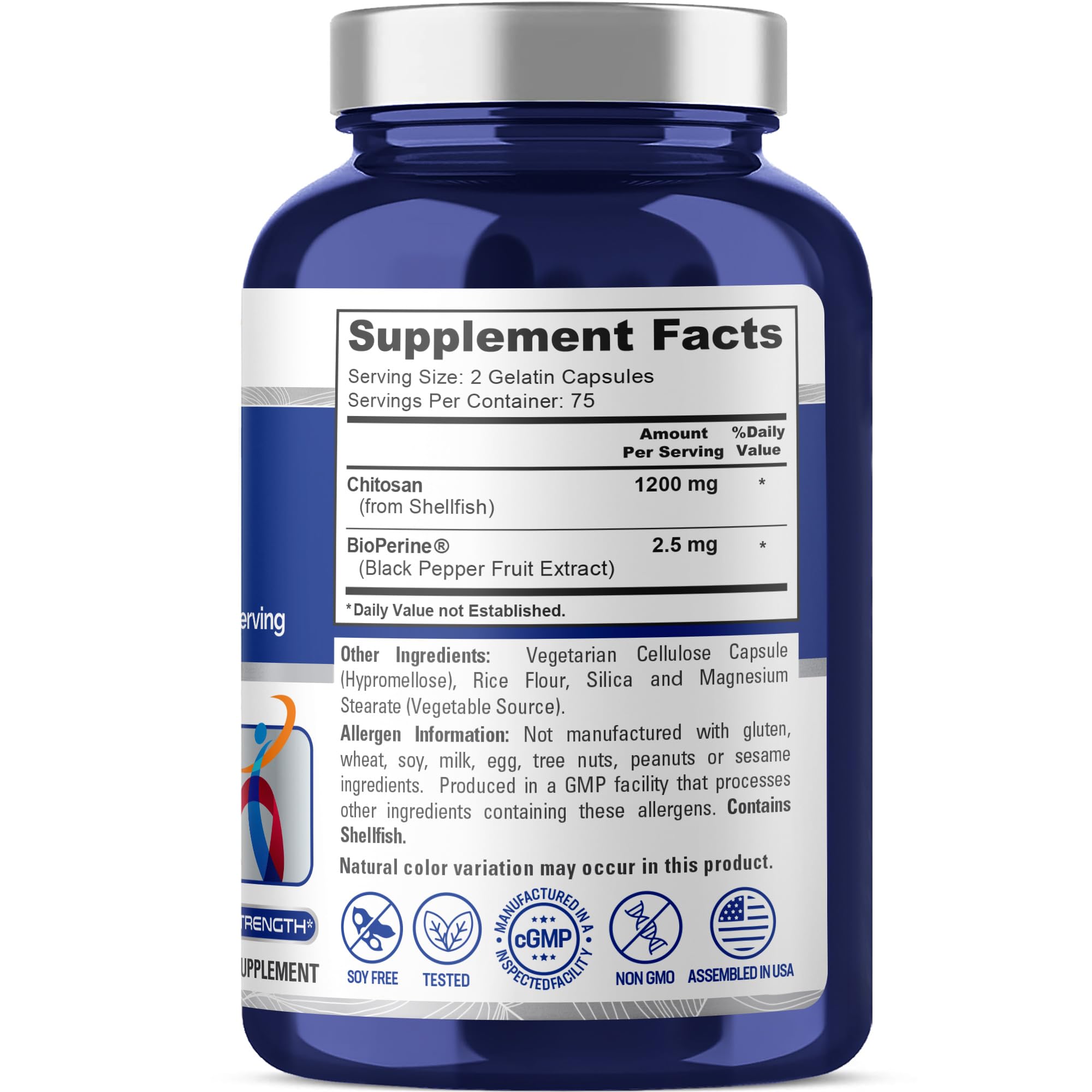 NusaPure Chitosan 1200mg 150 Caps (Non-GMO & Soyfree) with Bioperine NusaPure uk supplements