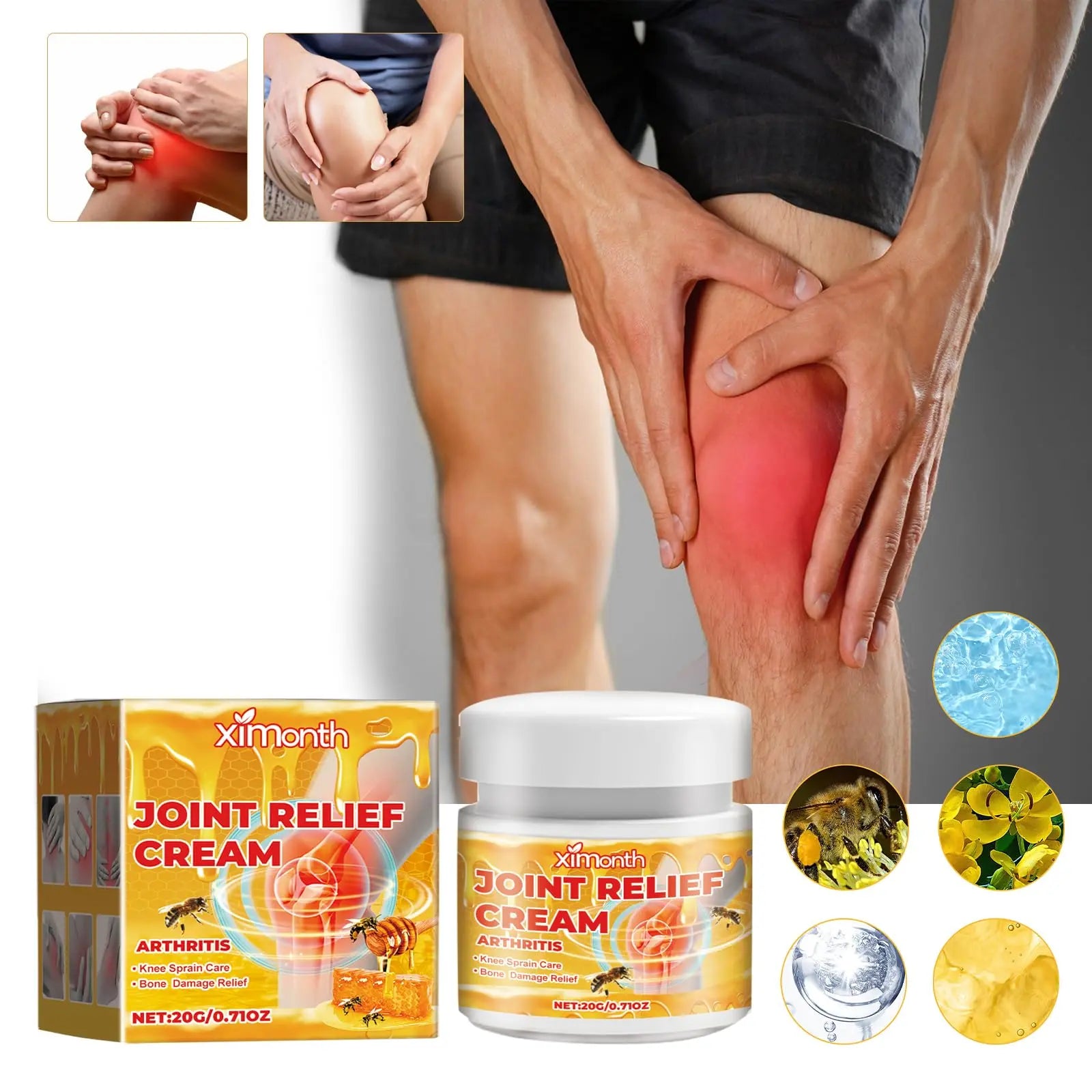 JOYVOIDX Joint & Knee Comfort Cream with Bee Venom and Cassia Flower, Formulated with Glucosamine for Flexibility and Mobility, 0.71oz JOYVOIDX uk supplements
