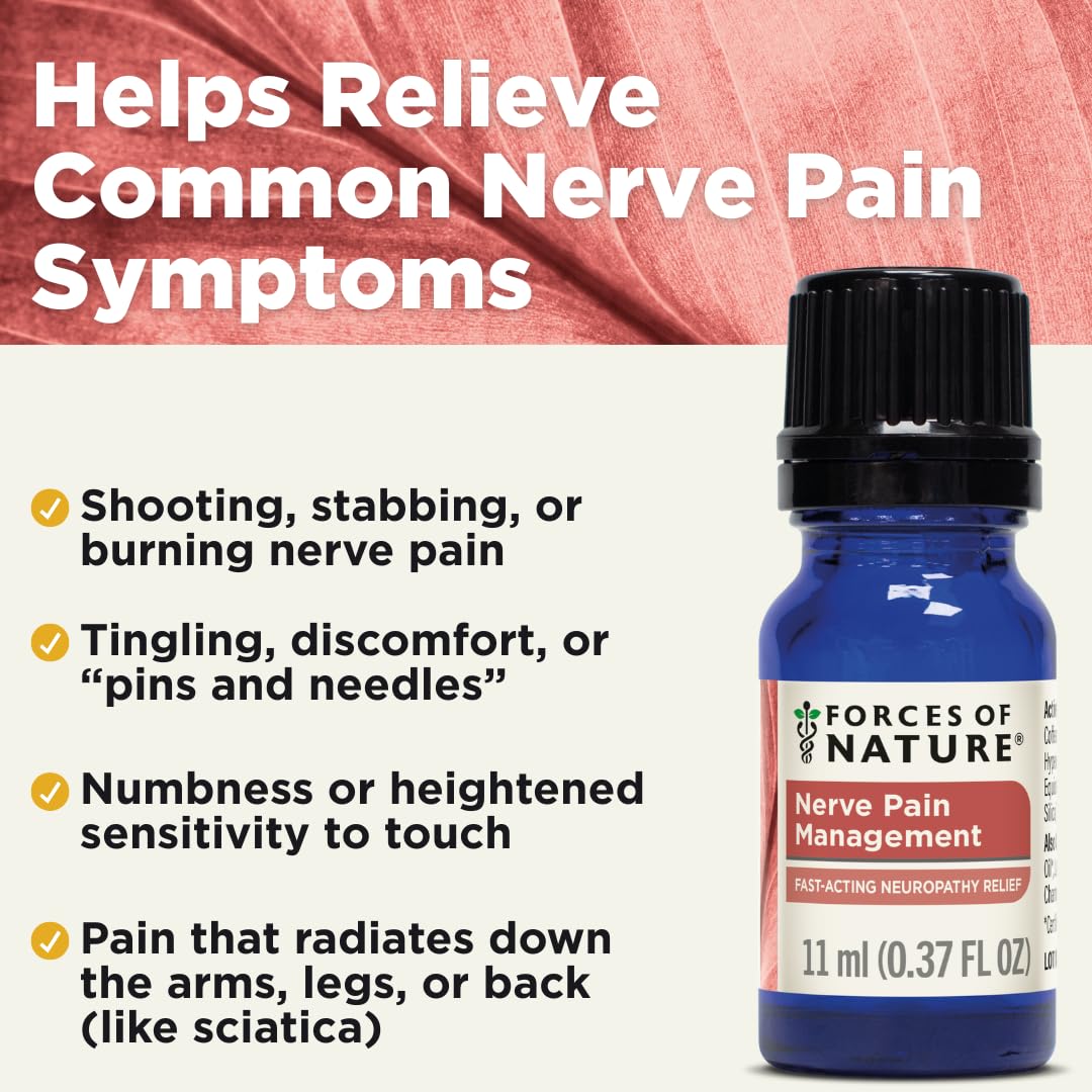Forces of Nature Nerve Pain Management, Organic Topical Relief for Neuropathy & Nerve Discomfort, Homeopathic Medicine Supports Relief from Shooting Pains for Back, Hands, Legs and Feet, .37 fl oz Forces of Nature uk supplements
