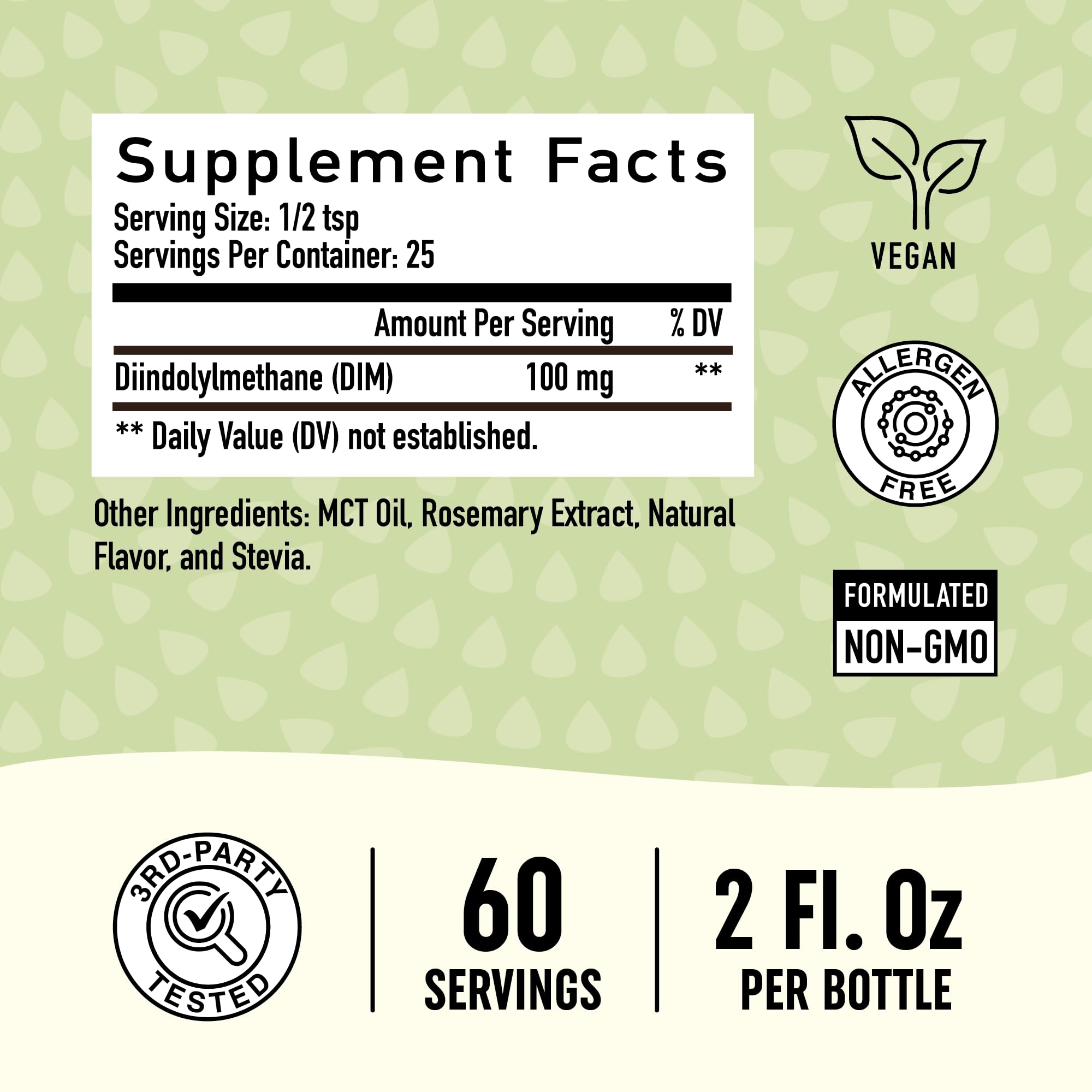 DIM Supplement Liquid Drops 100mg for Estrogen Balance for Women & Men | Hormone Balance SMNutrition uk supplements