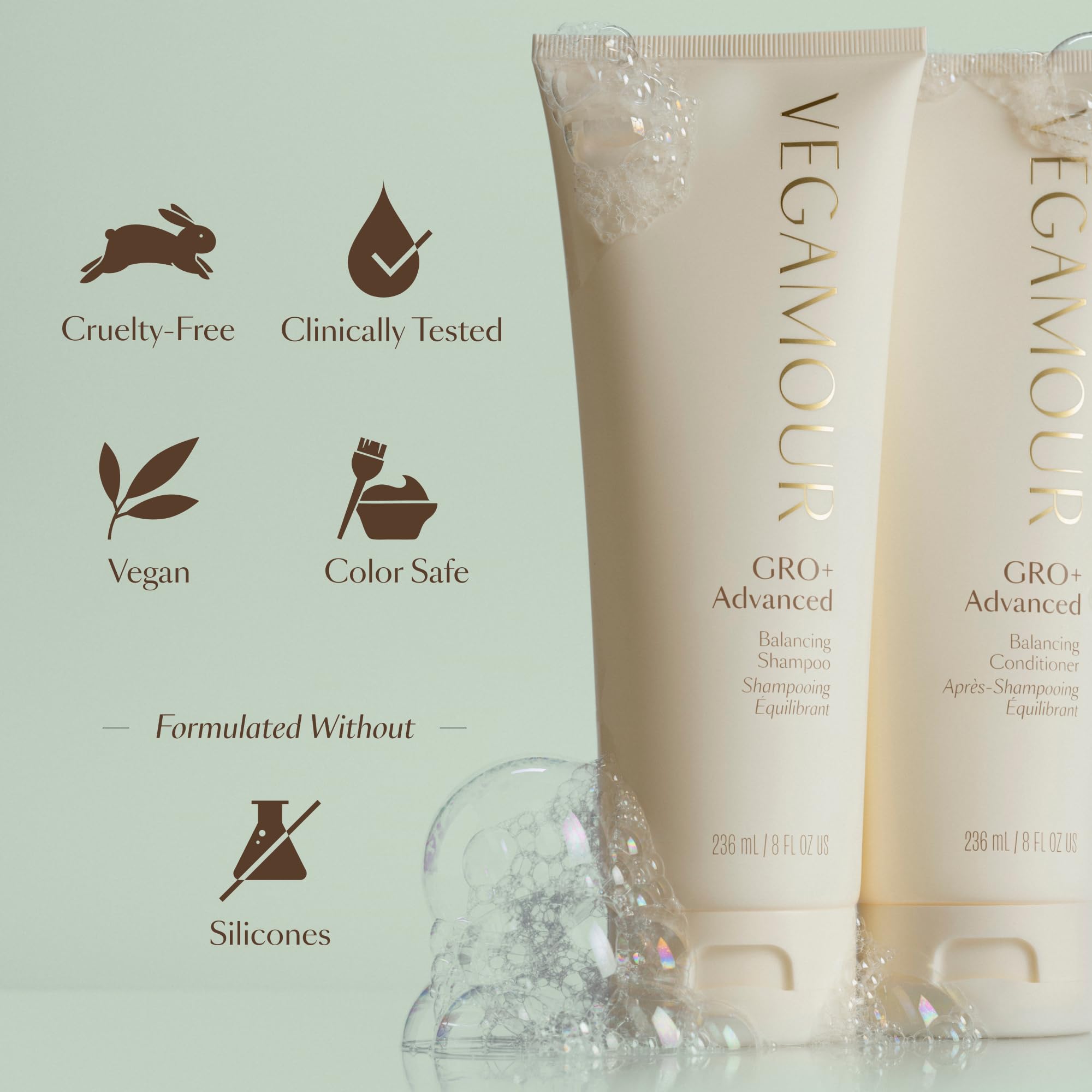 VEGAMOUR GRO+ Advanced Balancing Shampoo and Conditioner Kit | Removes Buildup, Hydrates the Scalp and Softens Strands | For Severe Signs of Thinning | Color Safe, Vegan, Cruelty-Free (8 Fl Oz each) VEGAMOUR uk supplements