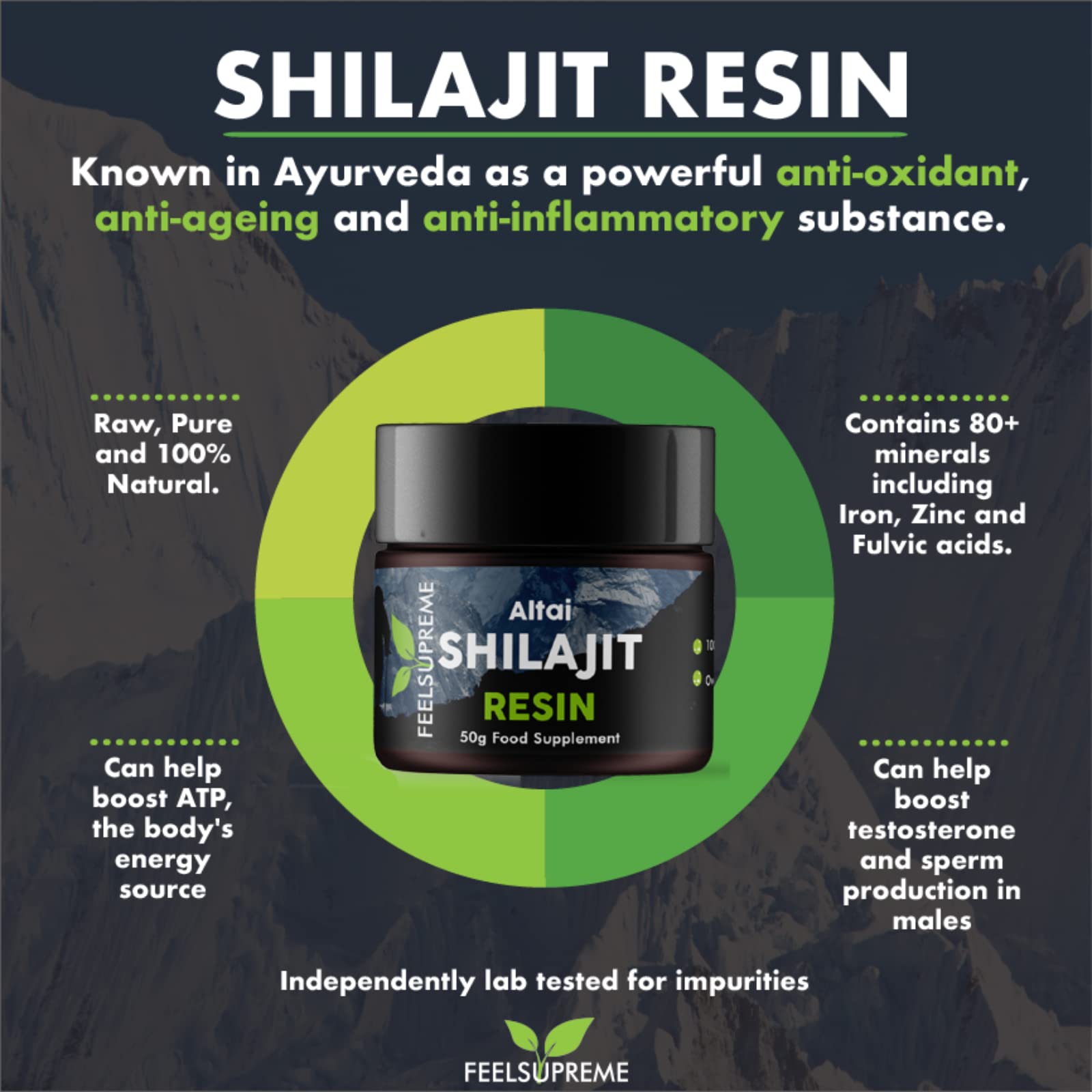 Natural Black Altai Shilajit Resin Large (50g) Pot | 100% Pure Additive Free | 80 Trace Feel Supreme uk supplements