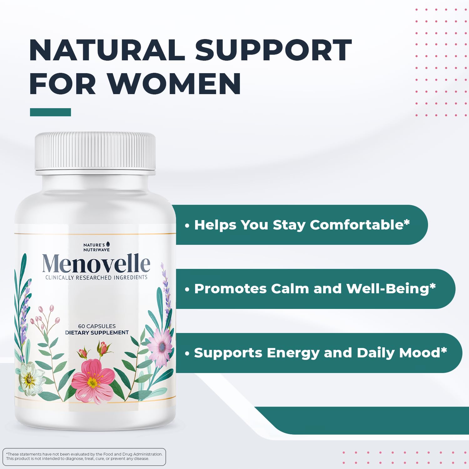 Nature’s NutriWave Menovelle Capsules for Women – Natural Daily Support Formula with Mushrooms and Botanicals – Non-GMO, Easy to Take, Made in the USA, 60 Capsules, 30 Servings, 1 Month Supply Nature’s NutriWave uk supplements