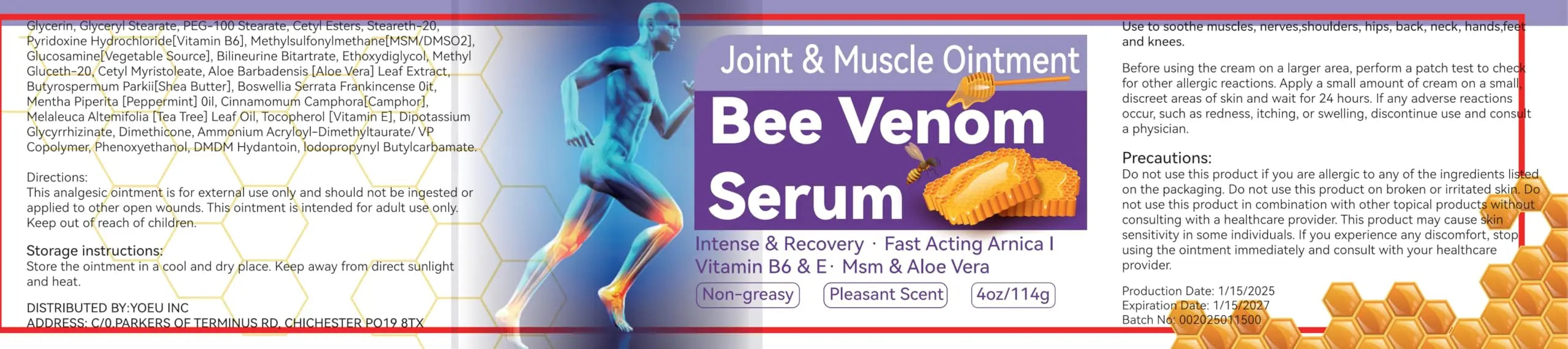 Cedonivor Bee Venom Joint Cream, Joint & Muscle Soothing, Bee Venom Cream for Back, Knee, Hands, Neck, Feet Cedonivor uk supplements