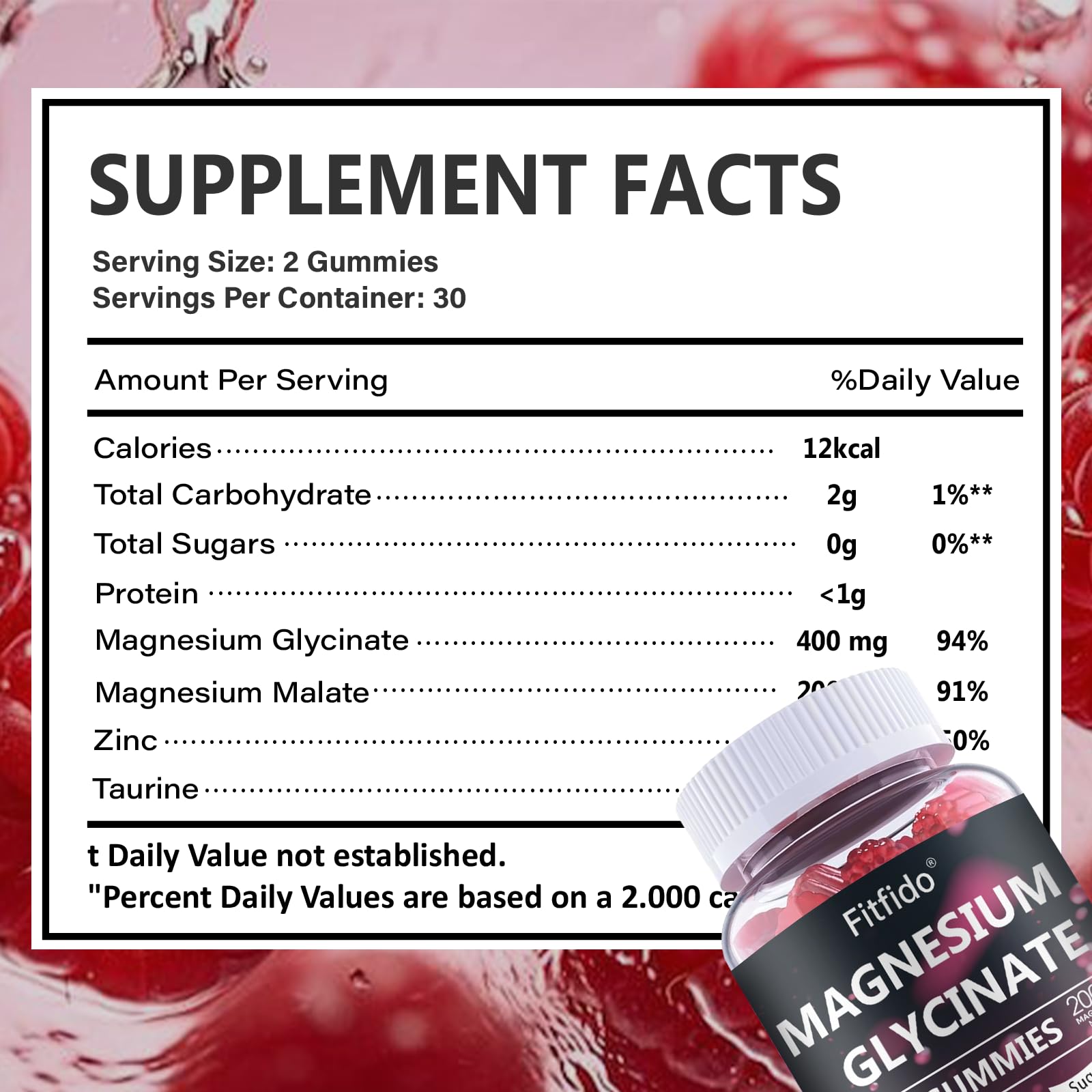 Magnesium Glycinate Gummies 400mg, Chewable Sugar Free Magnesium Supplement with Magnesium Glycinate, Magnesium Malate and Protein for Sleep, Relaxation, Brain & Muscle - Vegan (60 Count, Raspberry) Fitfido uk supplements