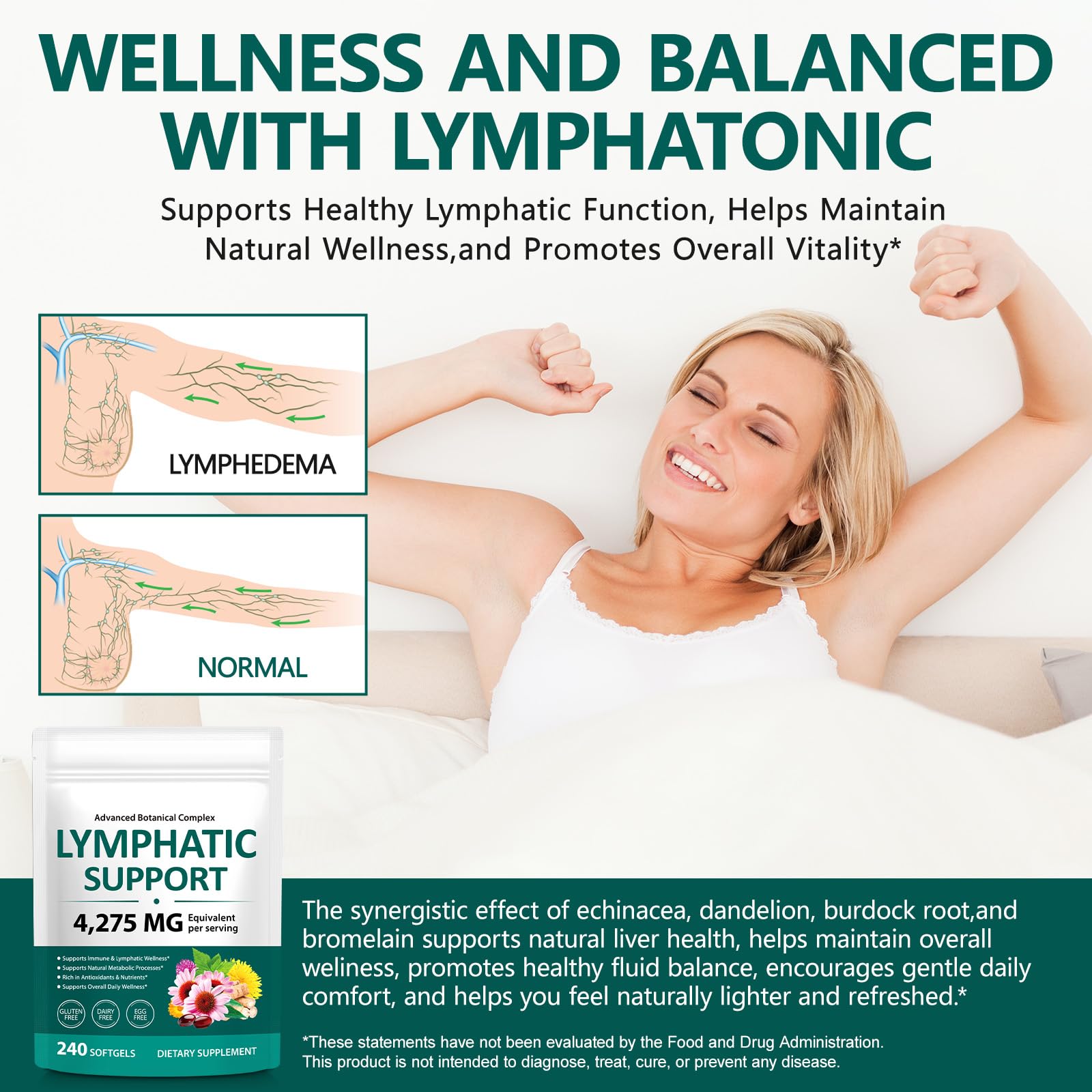 chenyayun Lymphatic Drainage Supplements, 240 Softfels, 21-in-1 Natural Herbal Blends with Echinacea, Dandelion, Burdock Root for Lymph System, Immune Support, Cleanse, Less Swelling/Bloating chenyayun uk supplements